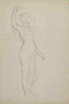 Mujer en pose - Dibujo de Fernand Bivel - Principios del siglo XX