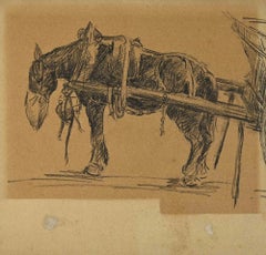 The Carriage and  Horse - Drawing by Fernand Bivel - Early 20th century