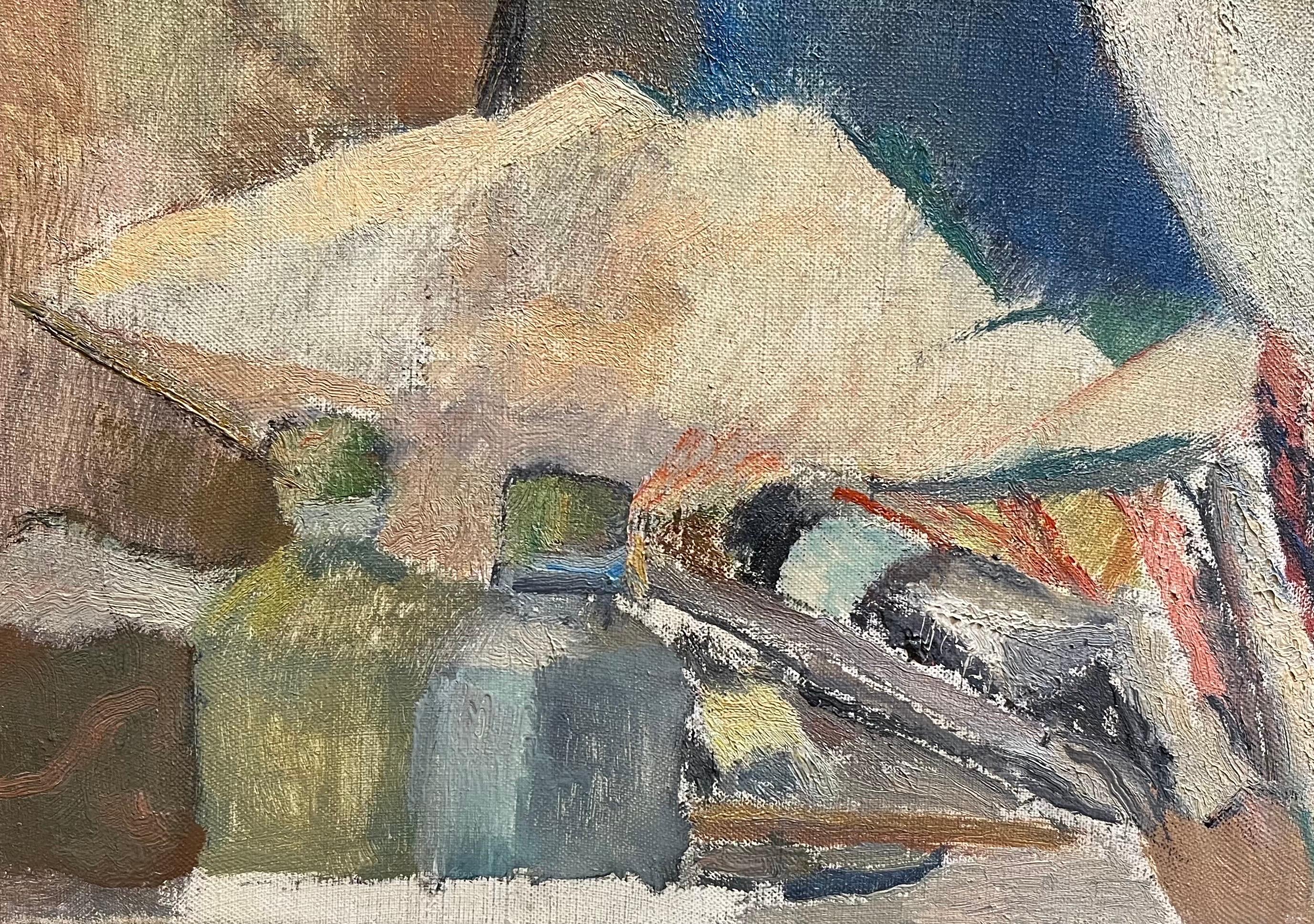 Frutero de Fernand Blondin - Óleo sobre lienzo - 55x46 cm en venta 2