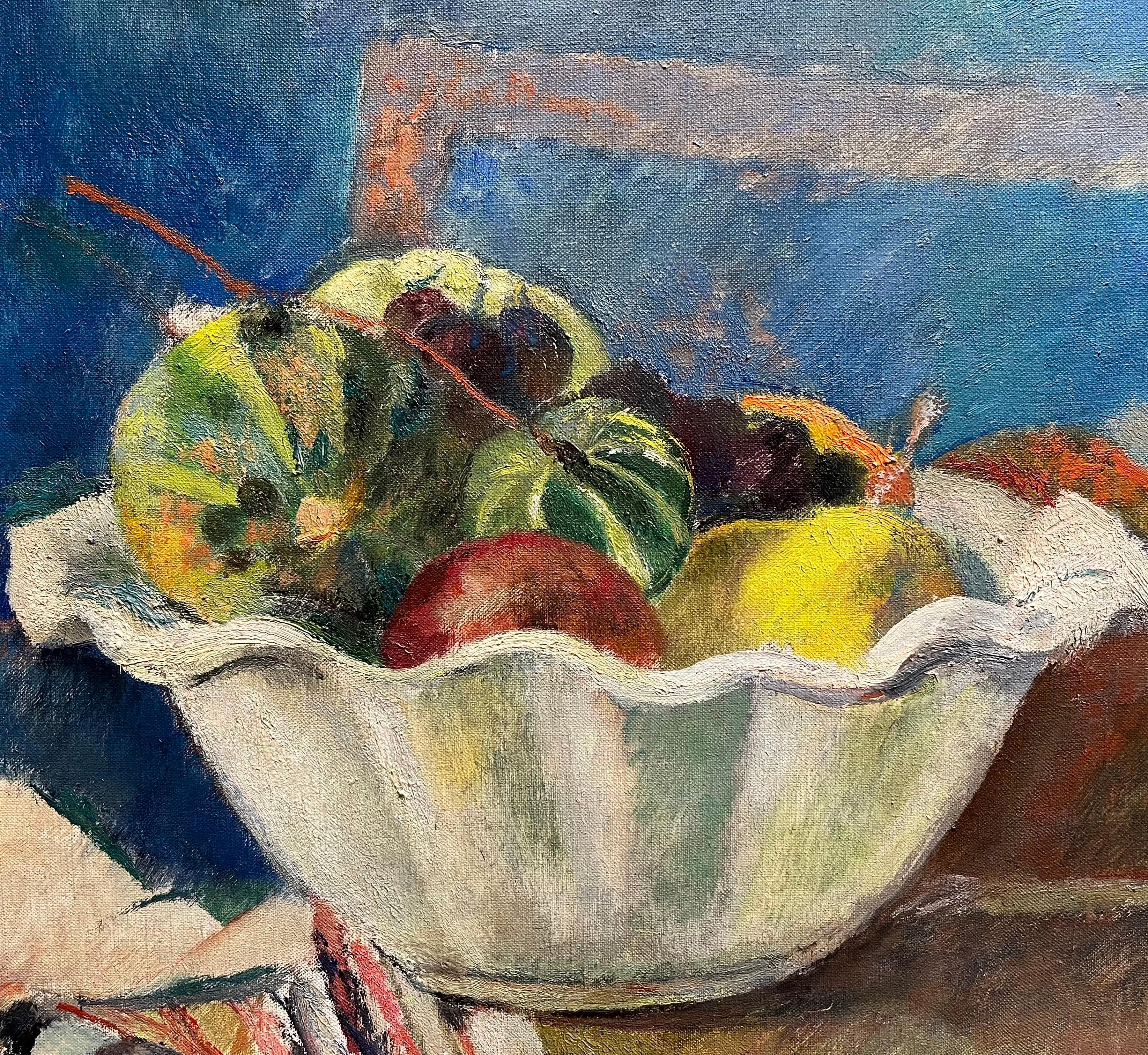 Frutero de Fernand Blondin - Óleo sobre lienzo - 55x46 cm en venta 4