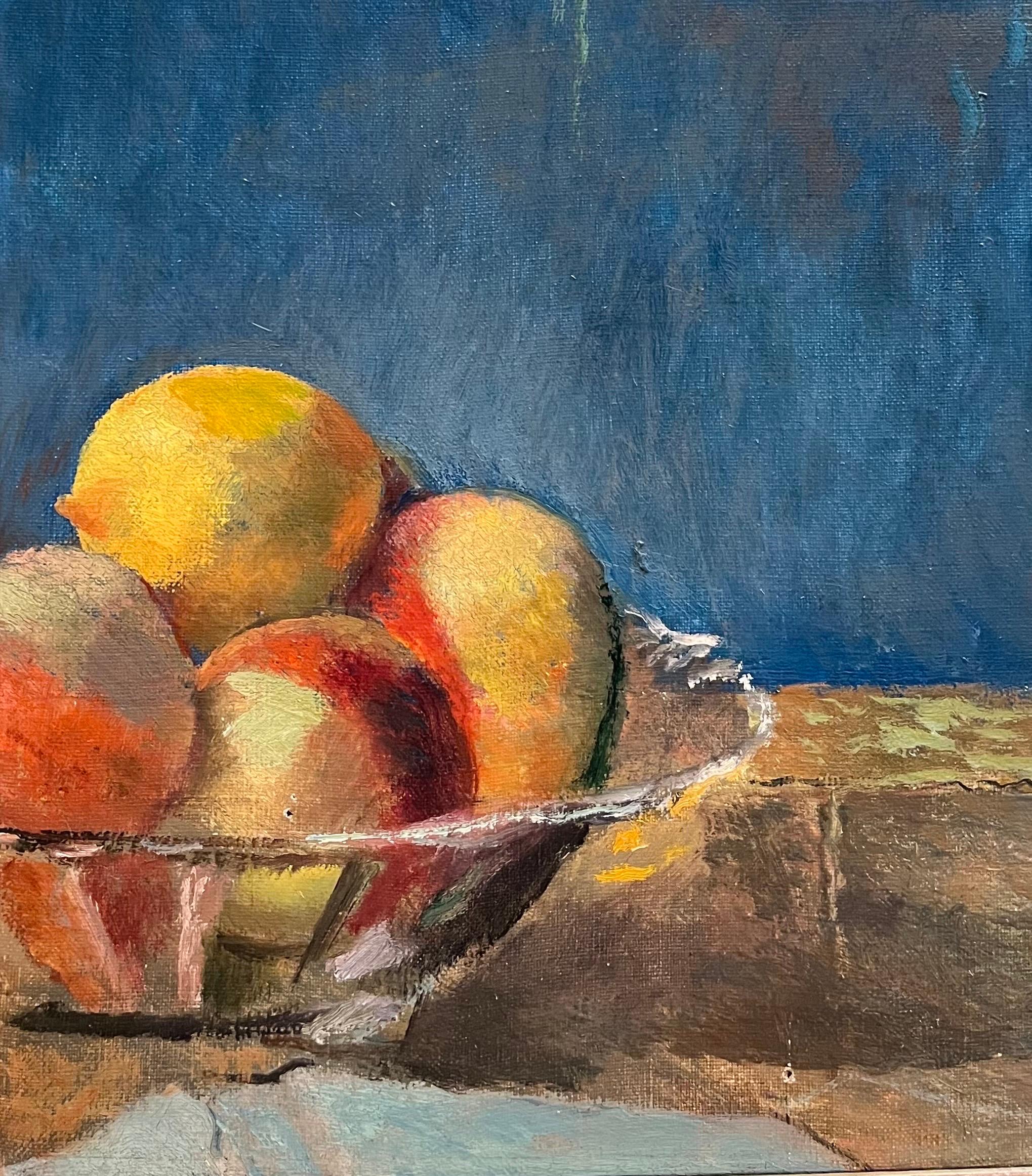Flores y Frutas de Fernand Blondin - Óleo sobre lienzo - 71,5x91 cm en venta 2