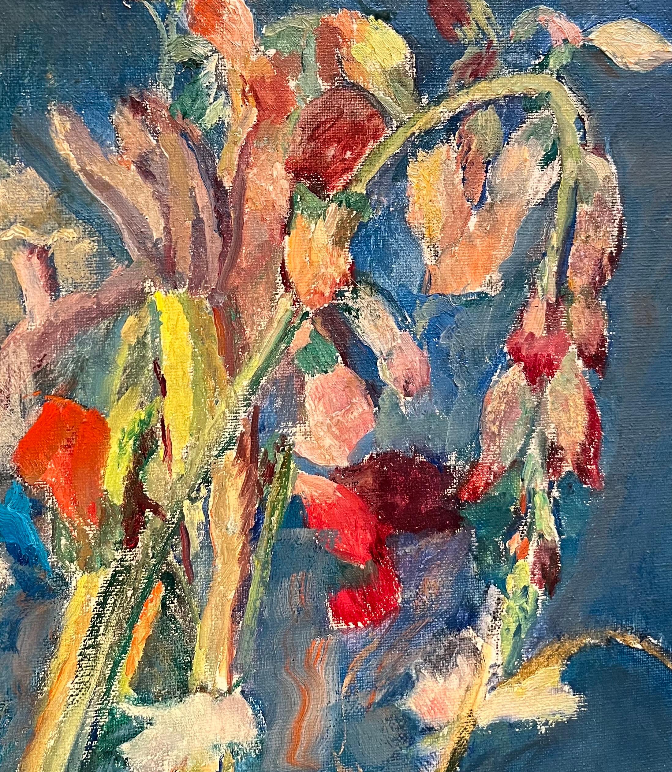 Flores y Frutas de Fernand Blondin - Óleo sobre lienzo - 71,5x91 cm en venta 6