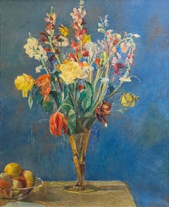 Fiori e frutti di Fernand Blondin - Olio su tela - 71,5x91 cm