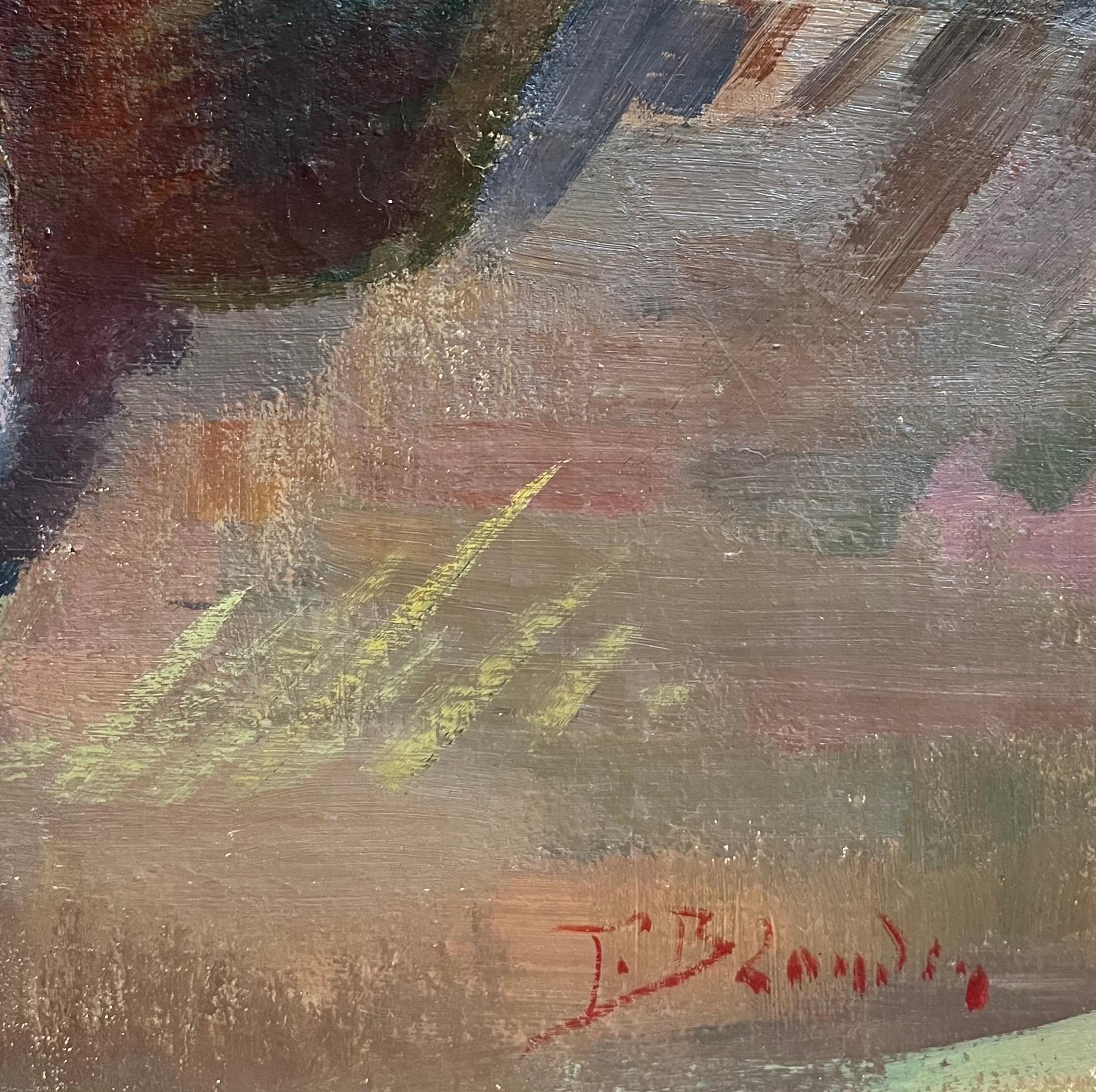 Flowers in a Pitcher by Fernand Blondin - Oil on Canvas - 52x60 cm For Sale 1
