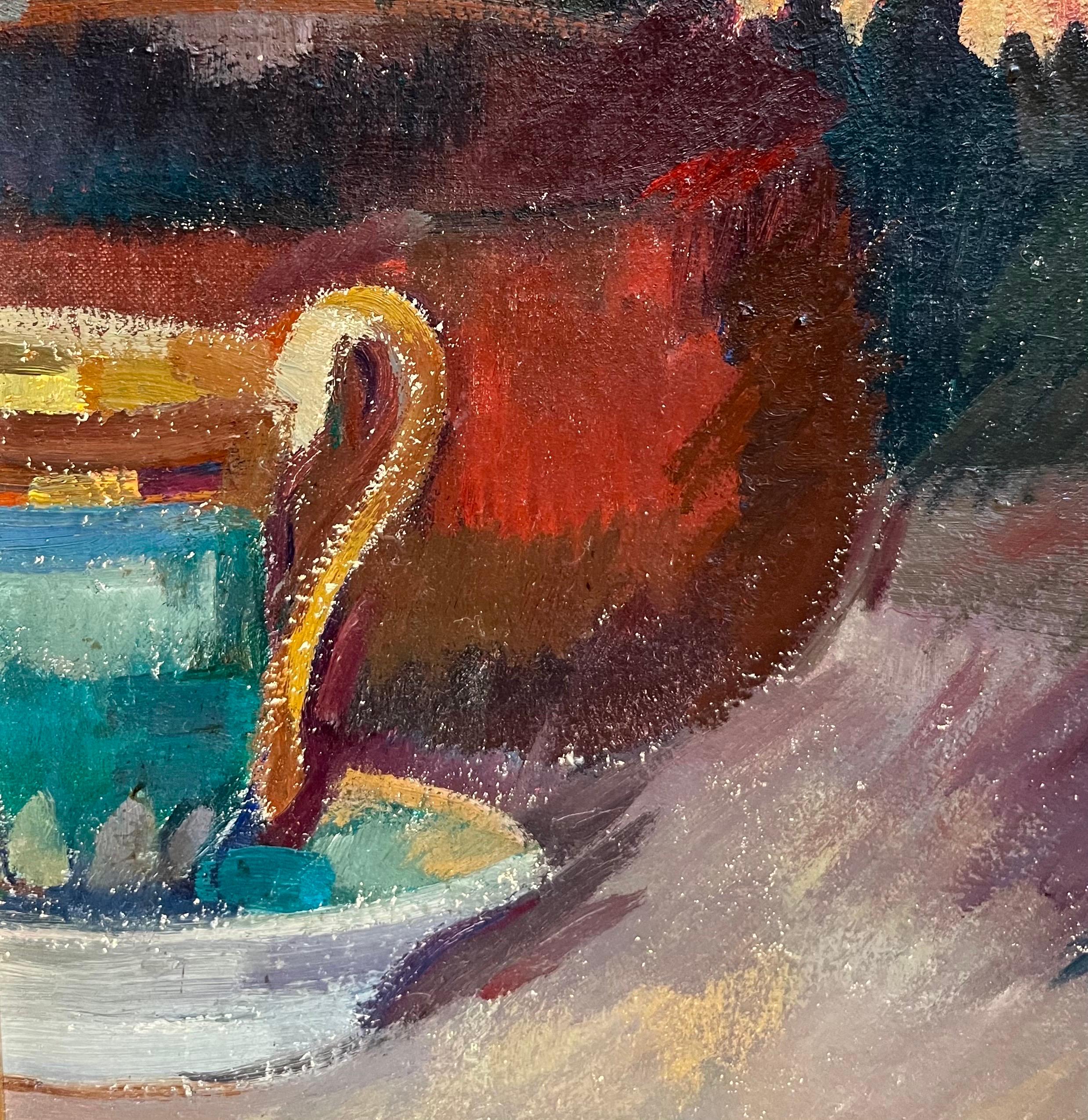 Flowers in a Pitcher by Fernand Blondin - Oil on Canvas - 52x60 cm For Sale 2