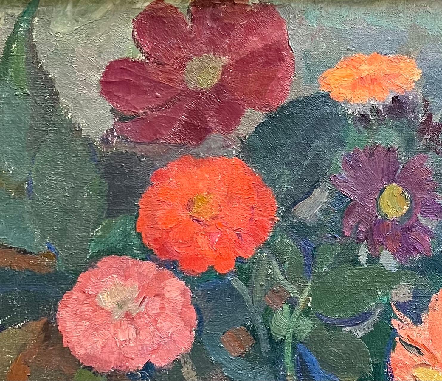 Flowers in a Pitcher by Fernand Blondin - Oil on Canvas - 52x60 cm For Sale 5