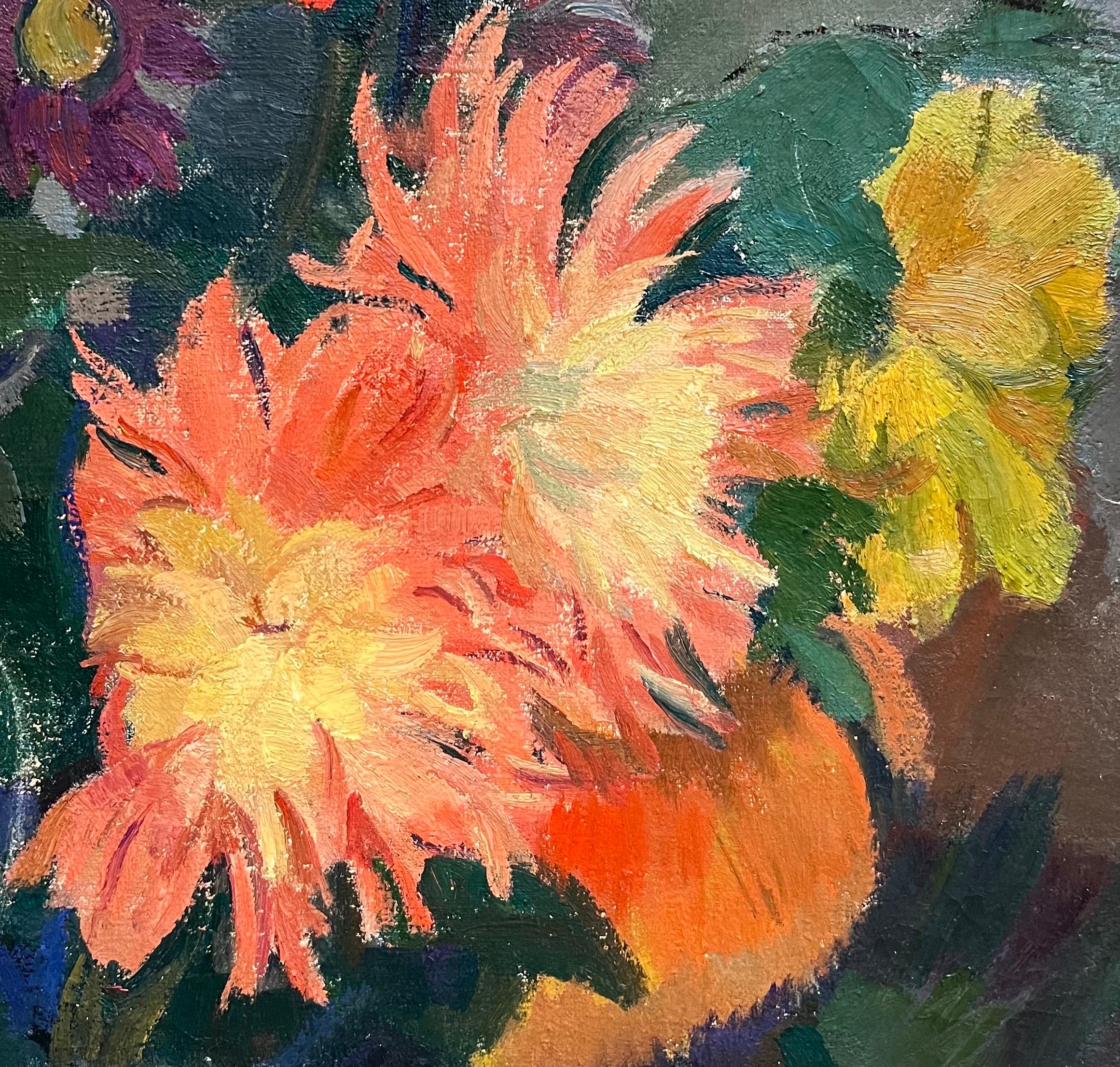 Flowers in a Pitcher by Fernand Blondin - Oil on Canvas - 52x60 cm For Sale 6