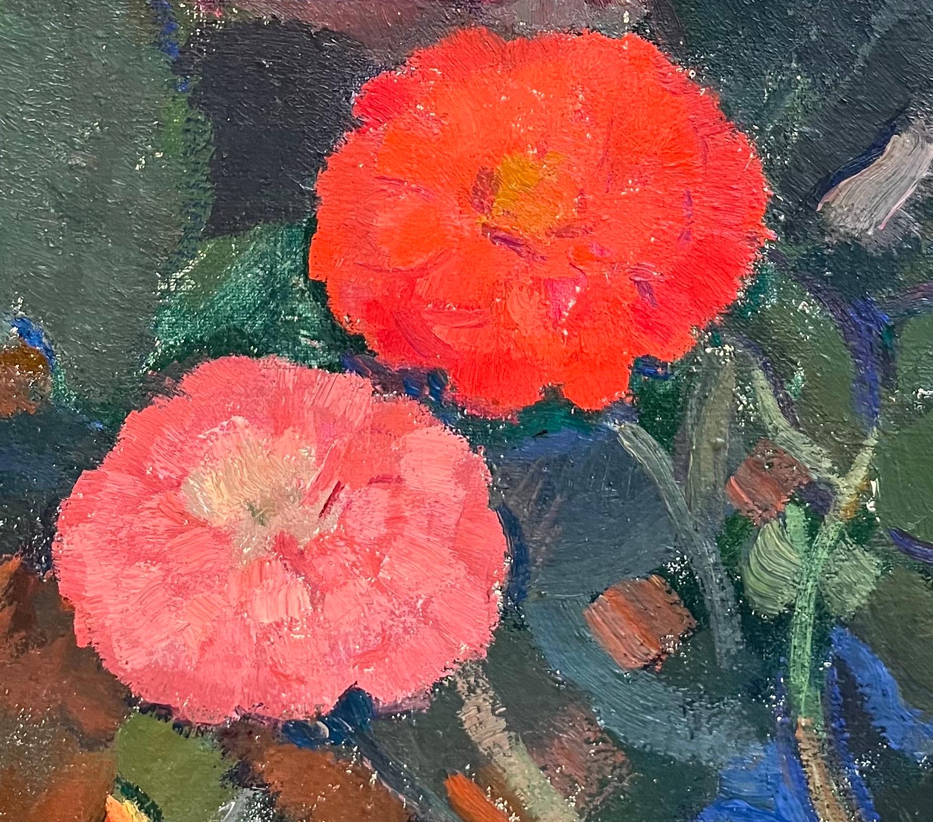 Flowers in a Pitcher by Fernand Blondin - Oil on Canvas - 52x60 cm For Sale 7