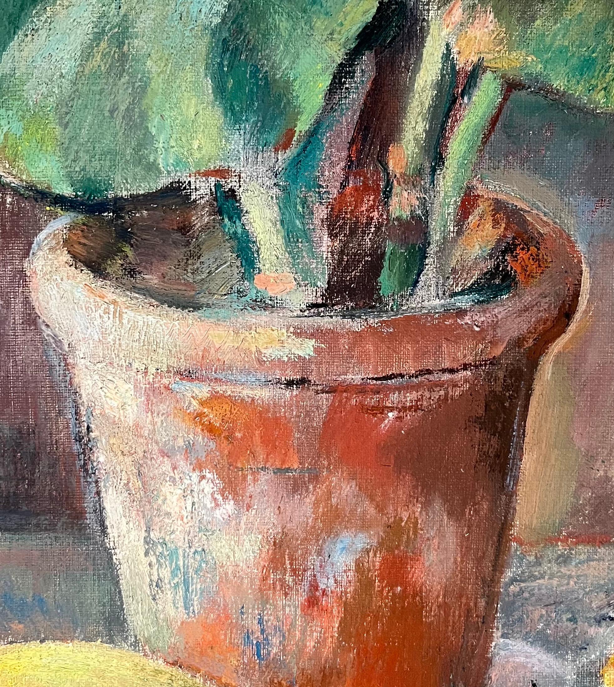 Blumen in einem Topf von Fernand Blondin - Öl auf Leinwand - 61x50 cm im Angebot 1