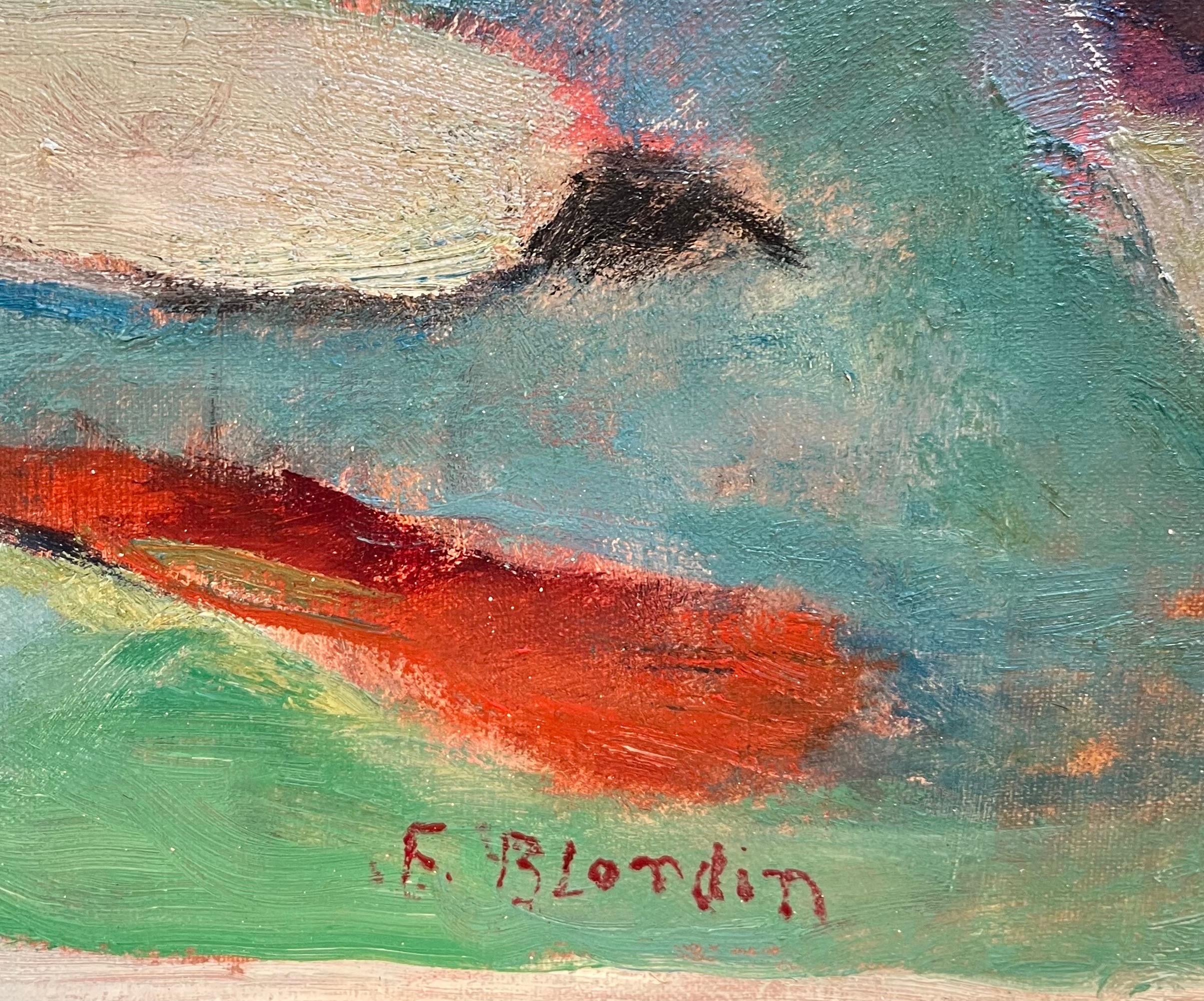 Fiori in vaso di Fernand Blondin - Olio su tela - 60x73 cm in vendita 1
