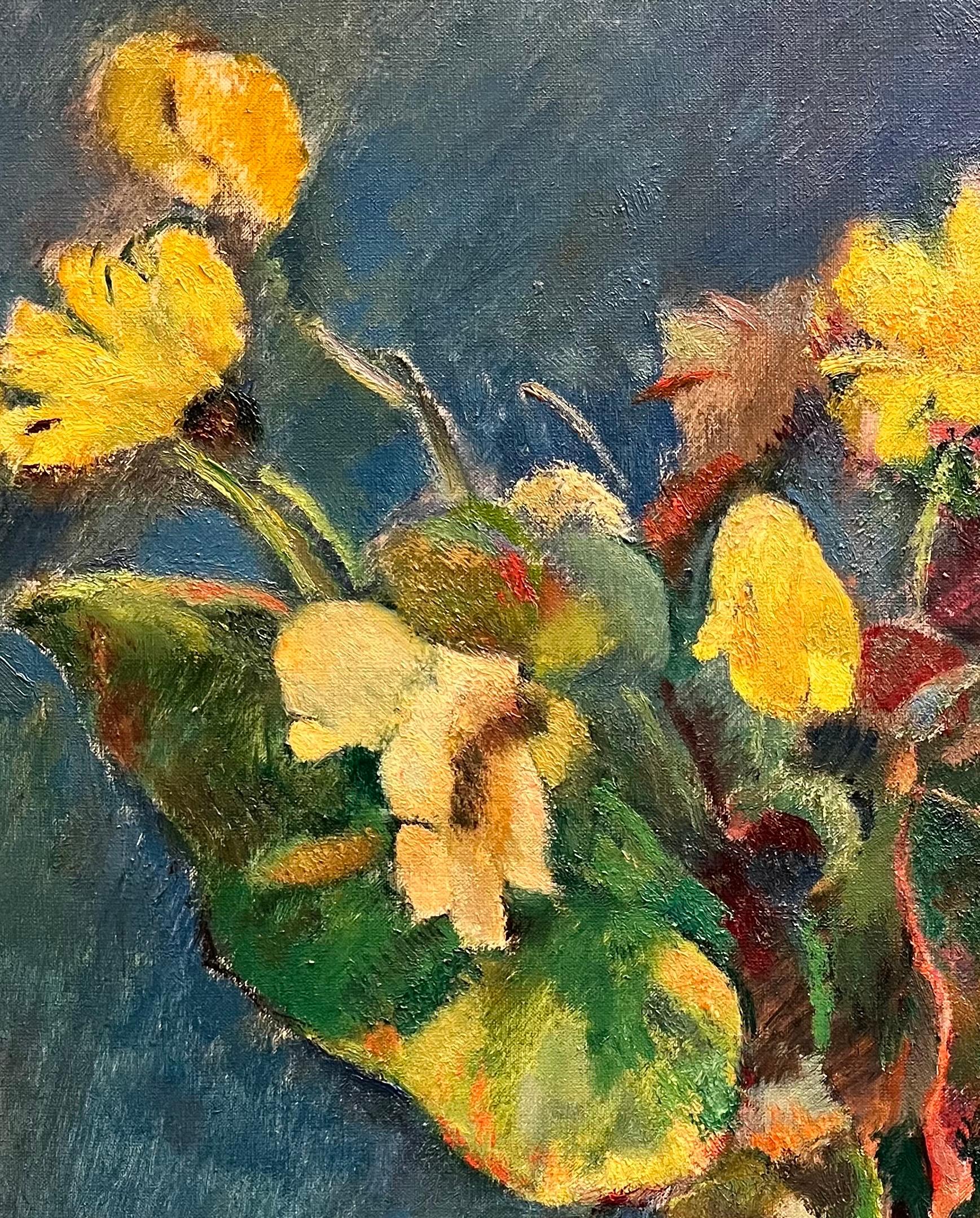 Fiori in vaso di Fernand Blondin - Olio su tela - 60x73 cm in vendita 3
