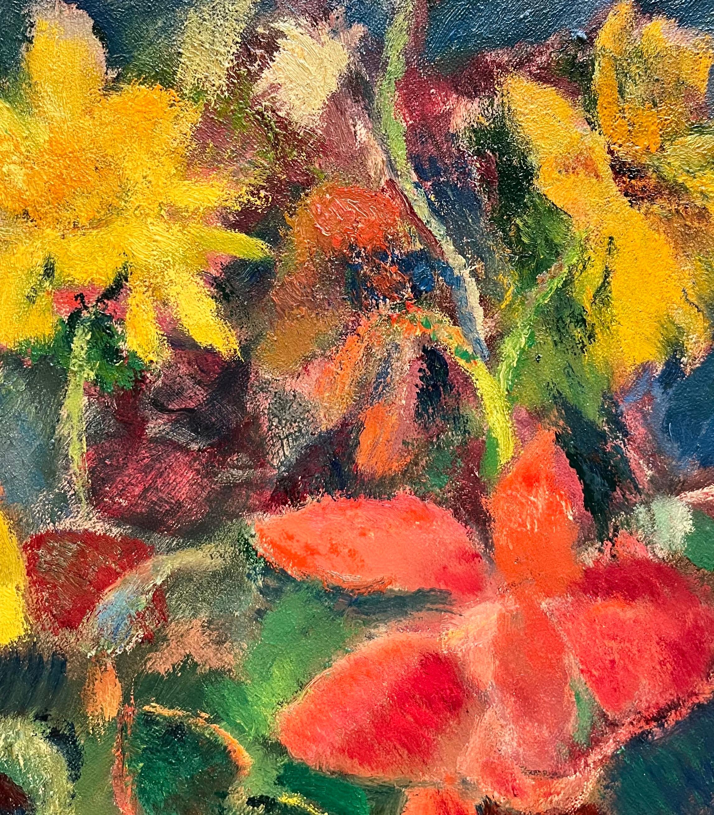 Fiori in vaso di Fernand Blondin - Olio su tela - 60x73 cm in vendita 5