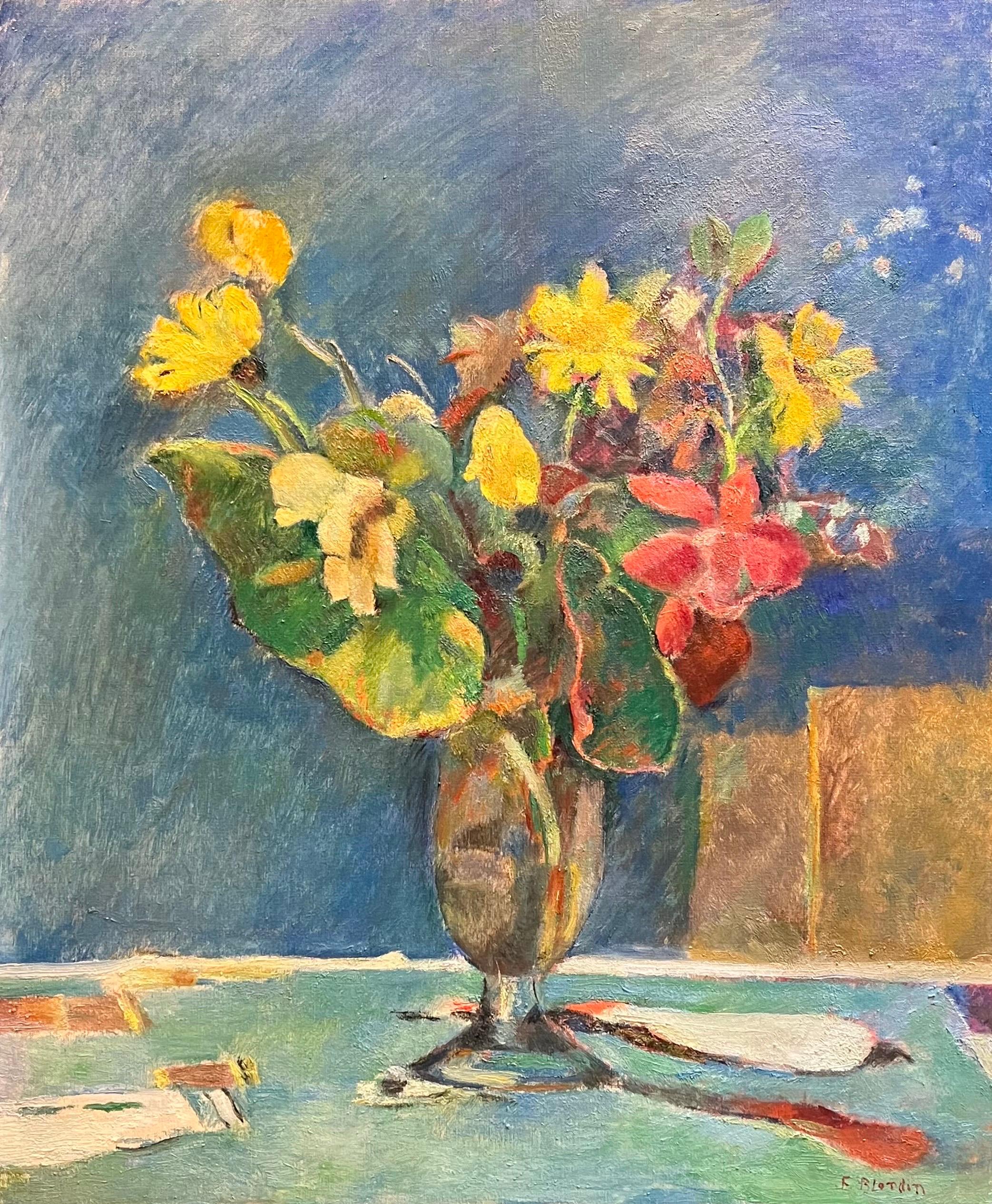 Fiori in vaso di Fernand Blondin - Olio su tela - 60x73 cm