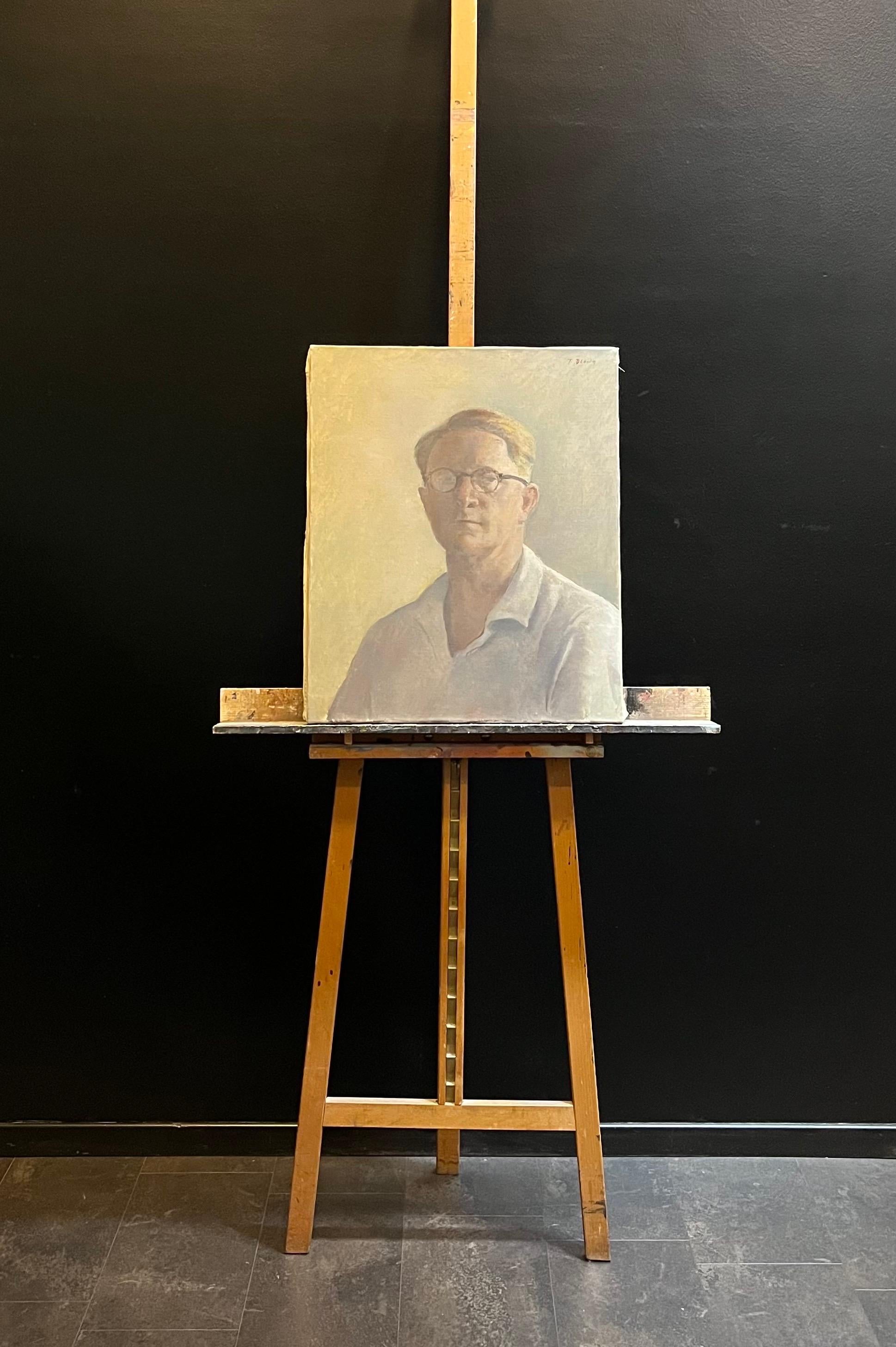 Porträt von Fernand Blondin - Öl auf Leinwand - 50x61 cm im Angebot 5