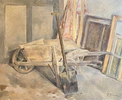 Carretilla y pala de Fernand Blondin - Óleo sobre lienzo - 60x73 cm