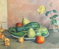 Zucchinis, Zwiebeln und Früchte von Fernand Blondin - Öl auf Leinwand - 49x59 cm
