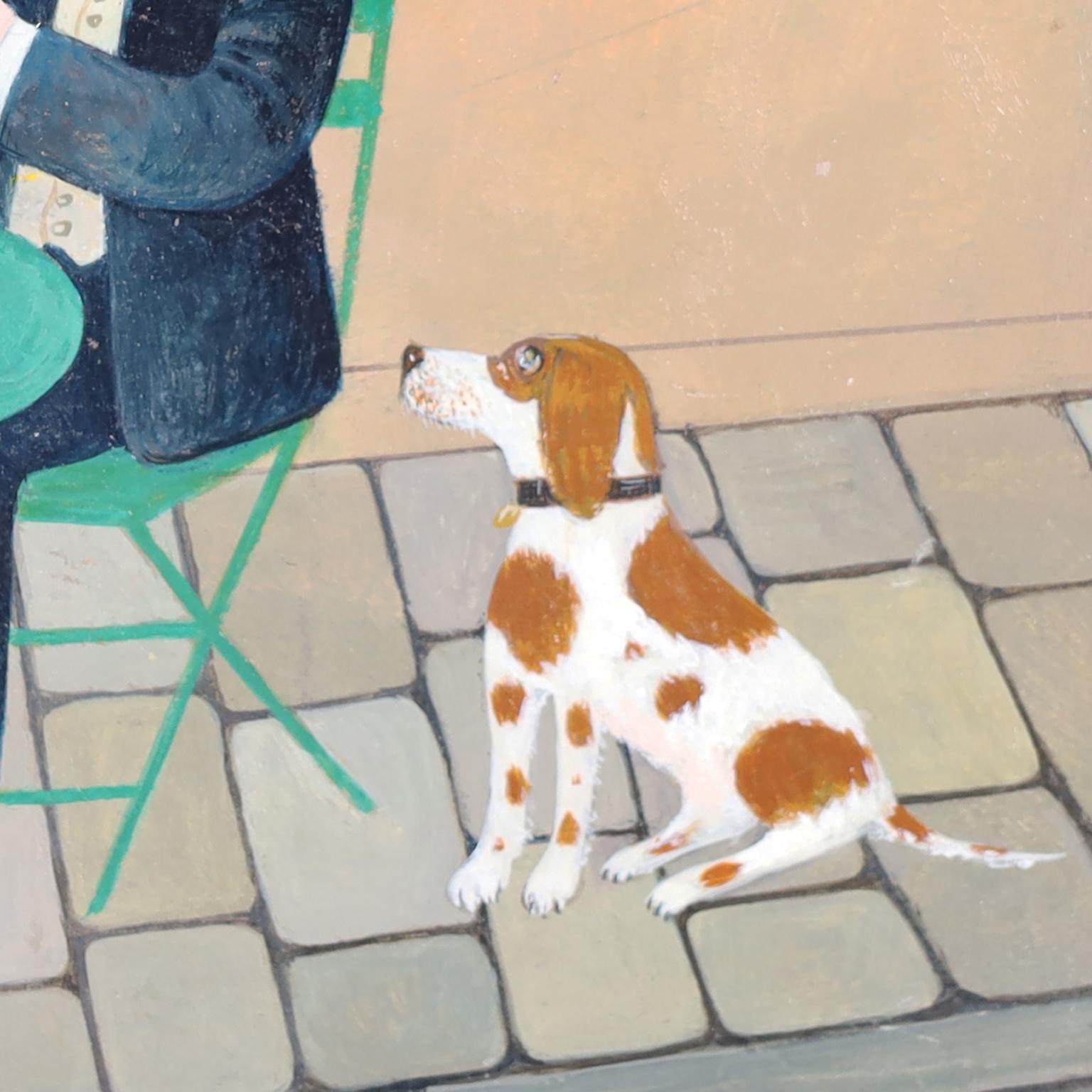 Pittura a olio su tavola di un caffè francese in vendita 2