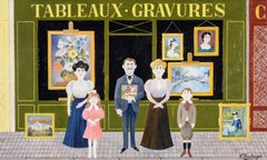 The Picture Gallery - Mid 20th Century French Naïf Figurative Oil Painting