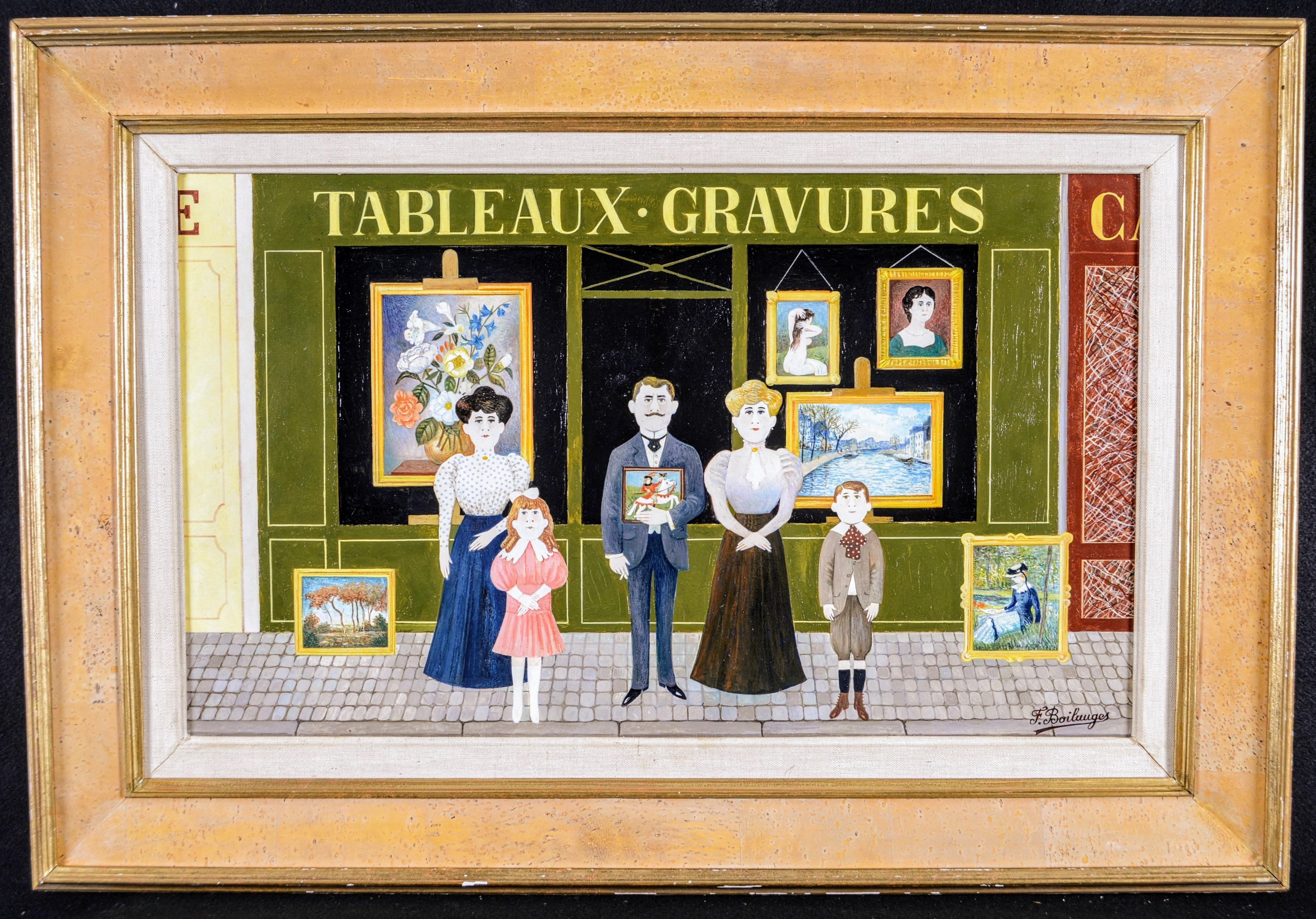 Figurative Painting di Fernand Boilauges - La Pinacoteca - Pittura ad olio figurativa Naïf francese della metà del XX secolo