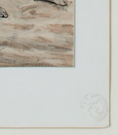 19th century lithograph realistic black and white landscape figurative print