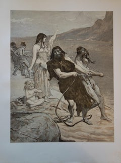 Lavoratori del mare - Litografia originale - 1898