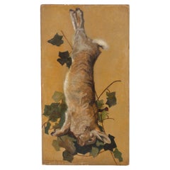 Antique Fernand Delfortrie French Still Life Dead Hare Signed 1908