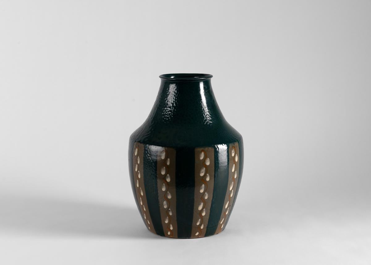 Smaltato Fernand Elchinger, Grande vaso in ceramica smaltata della metà del secolo scorso, Francia in vendita