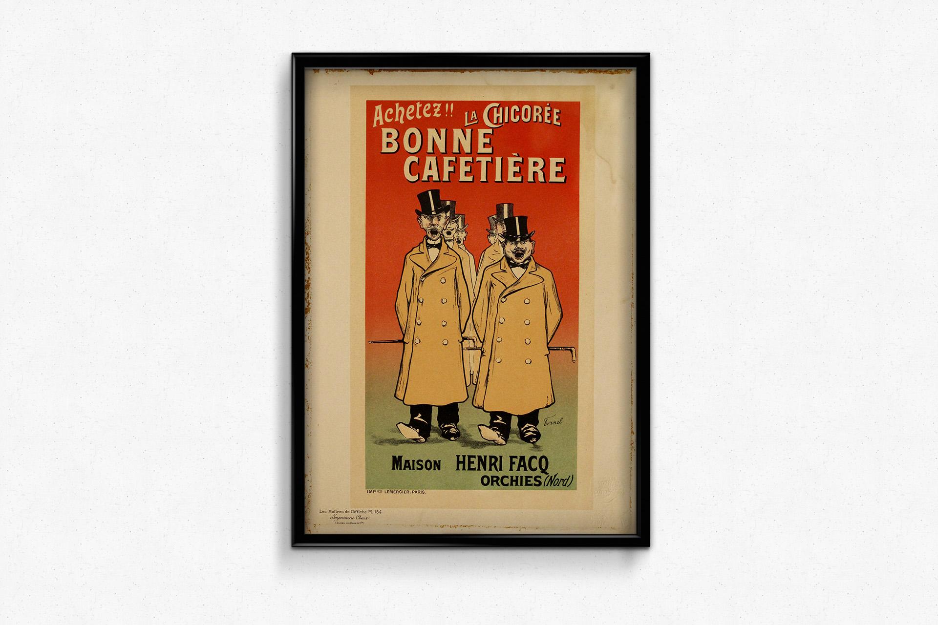 Manifesto litografico del 1898 di Fernel Les maîtres de l'affiches Bonne cafetière in vendita 2