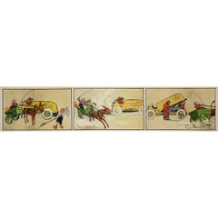 Antique Original poster by Fernel titled La Course Triptyque
