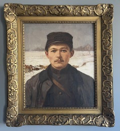Fernand Gaudfroy (1885-1964) Retrato de un soldado en invierno, 1919 óleo firmado
