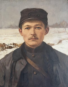 Fernand Gaudfroy (1885–1964) Portrait of a Soldier in Winter, 1919 oil signed
