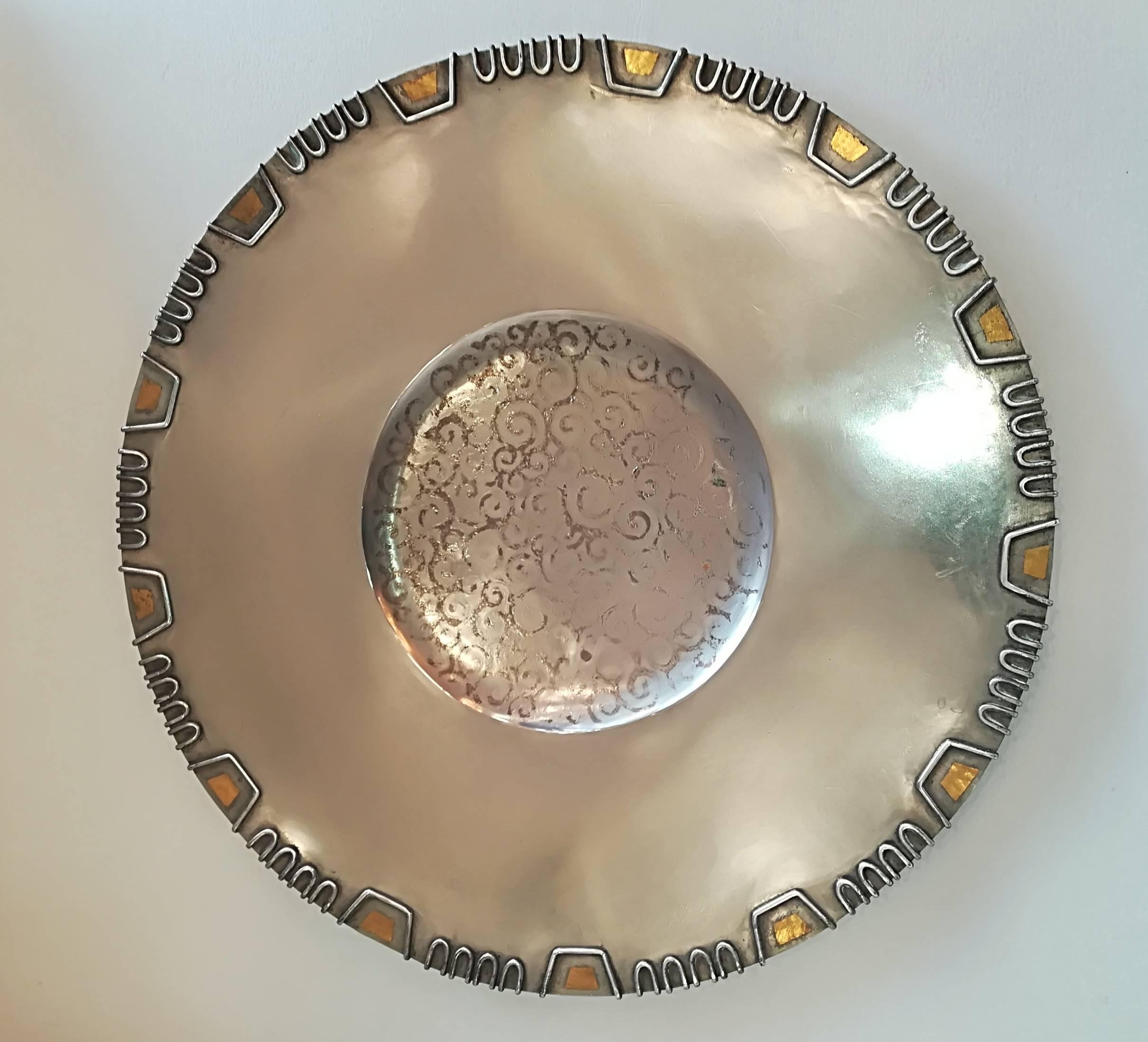 French Fernand Grange Dinanderie Art Deco Dish, circa 1930 For Sale