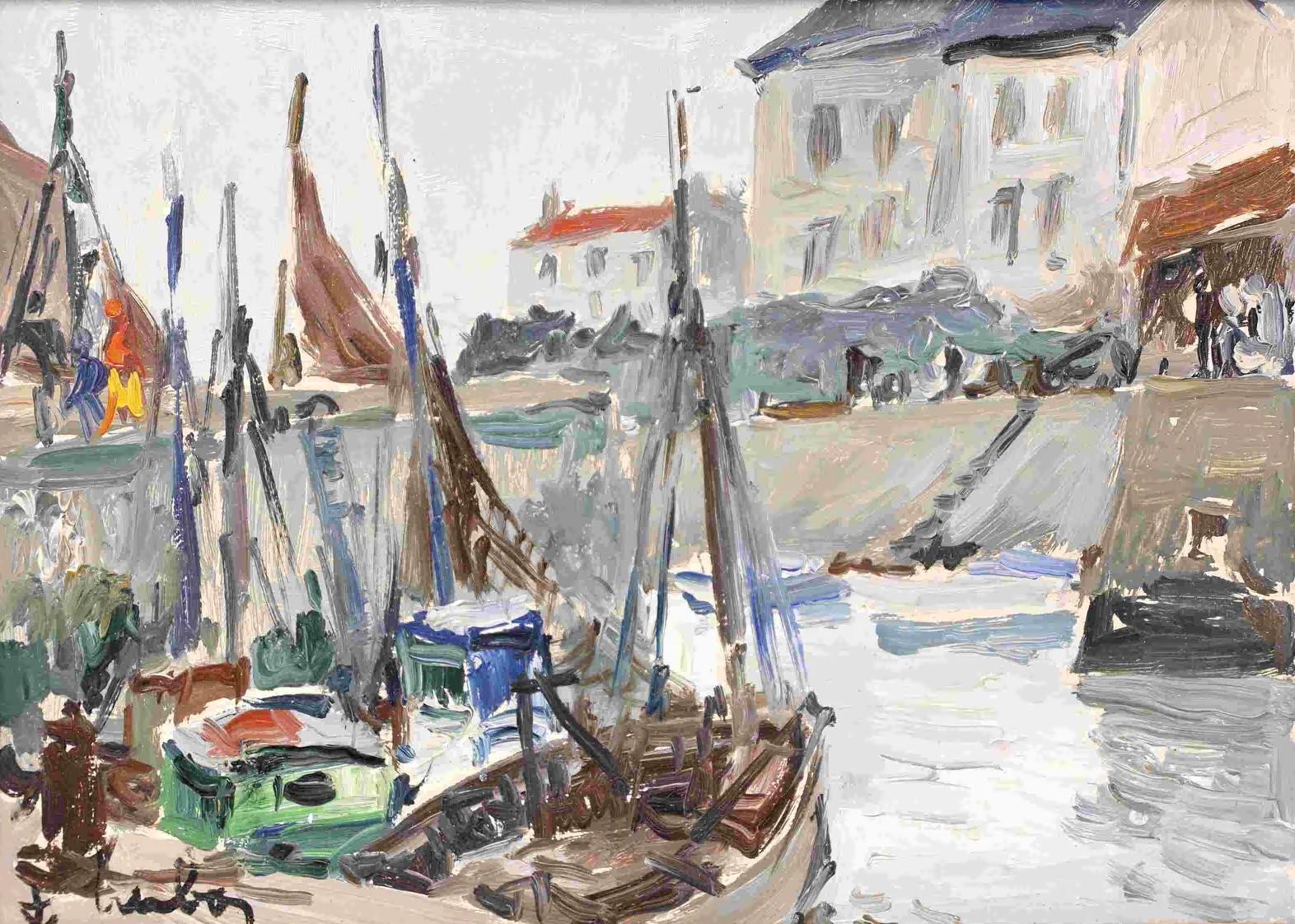 Escena portuaria II - Painting de Fernand Herbo