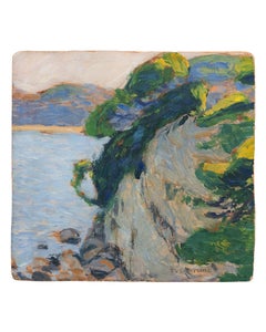 Fernand Lantoine (1876 - 1956). Paisaje costero. Óleo sobre tabla, firmado.