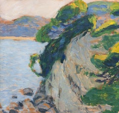 Fernand Lantoine (1876 - 1956). Paisaje costero. Óleo sobre tabla, firmado.