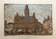 Vintage Midellburg, Holland, Oil On Cardboard