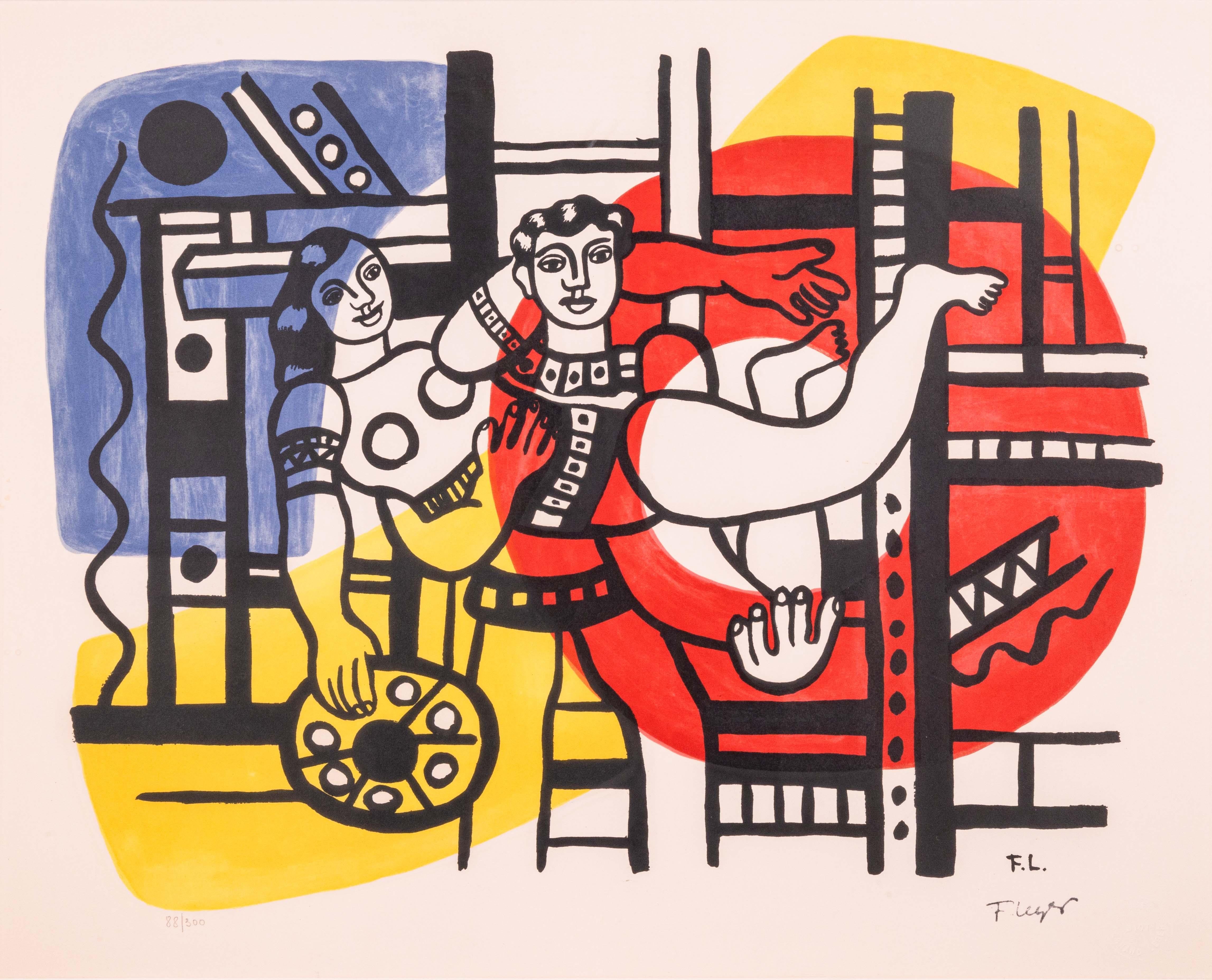 French *Fernand Leger After Circus Couple Modern Lithograph on Paper 88/300 Framed