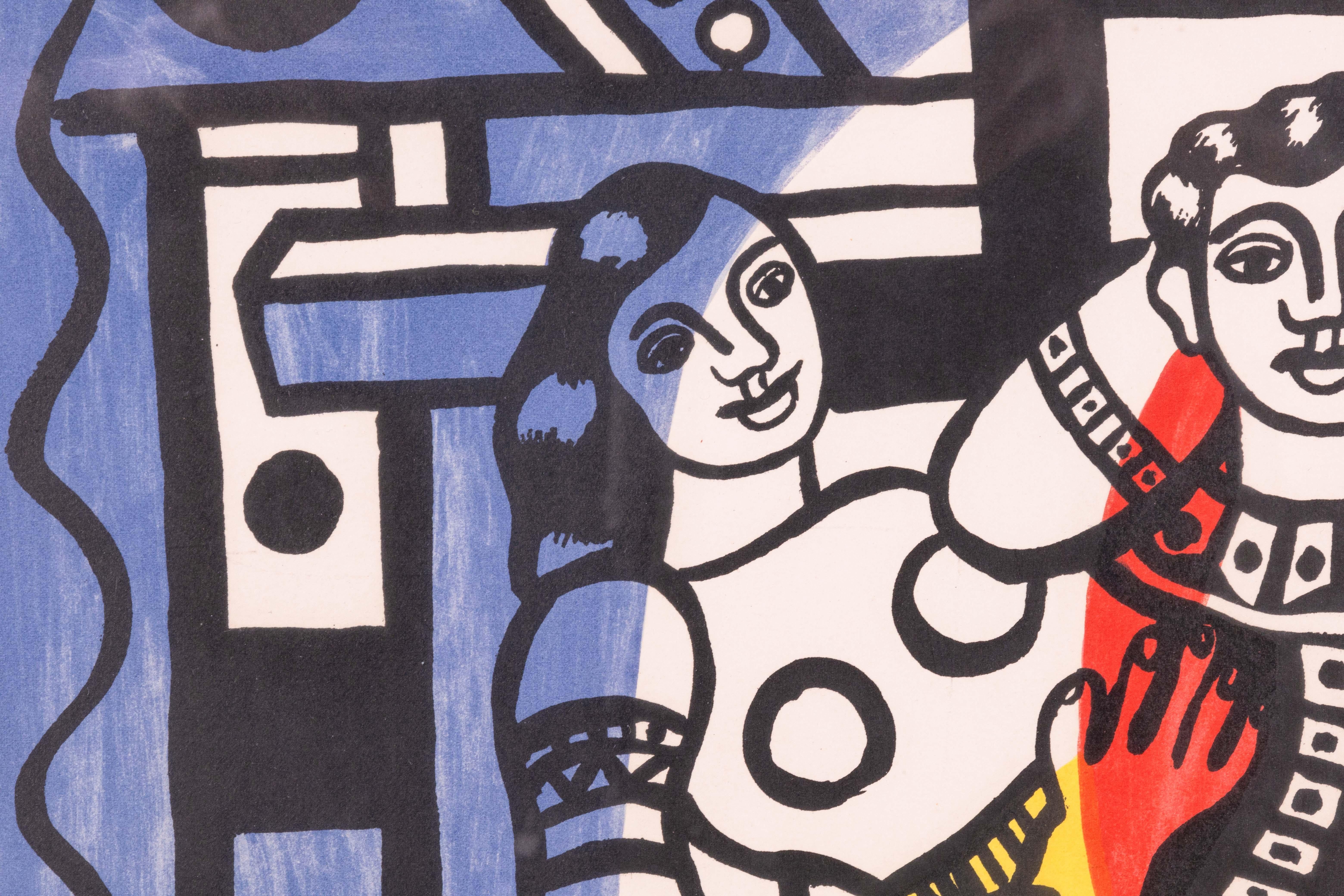 *Fernand Leger After Circus Couple Modern Lithograph on Paper 88/300 Framed In Good Condition In Keego Harbor, MI
