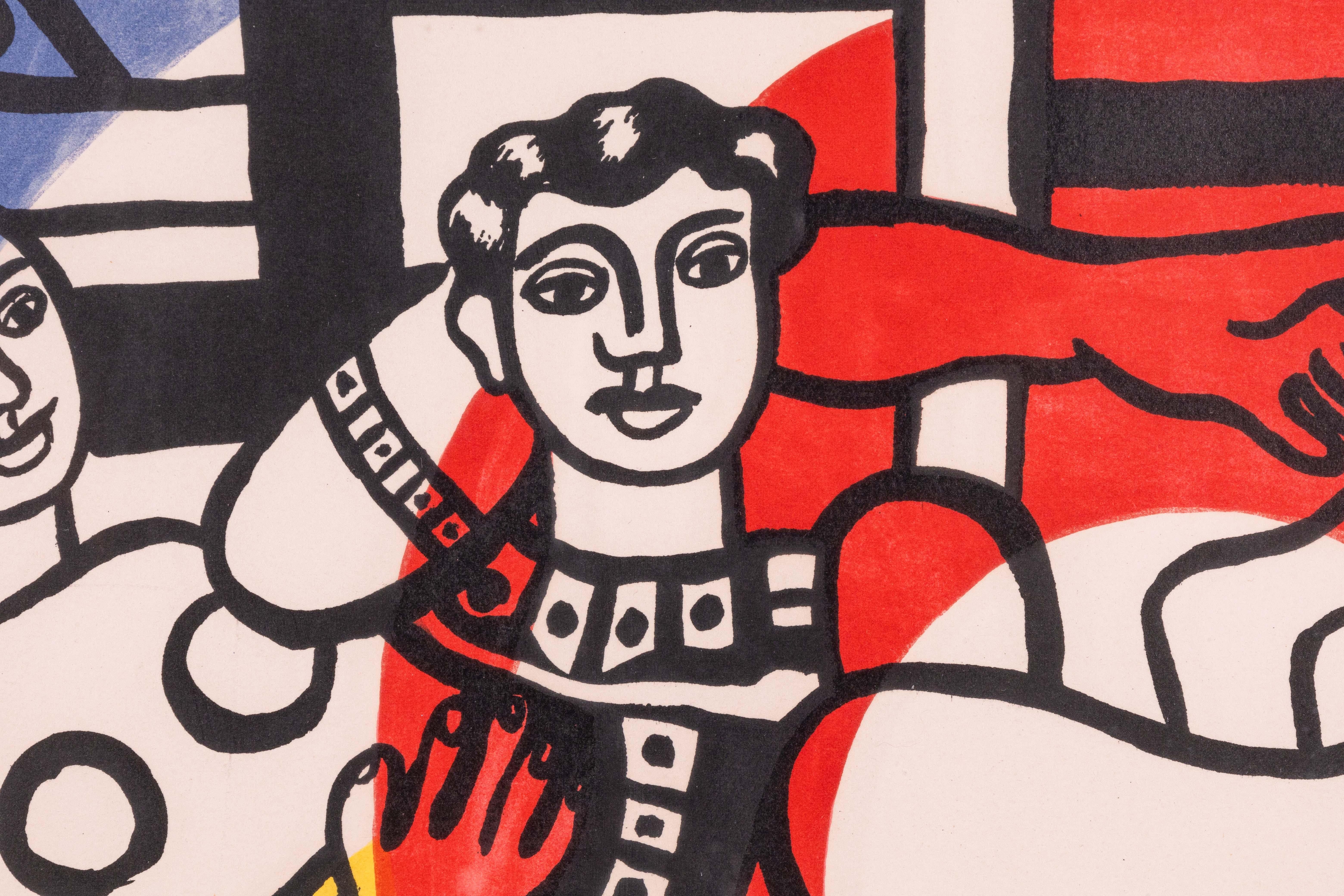 20th Century *Fernand Leger After Circus Couple Modern Lithograph on Paper 88/300 Framed