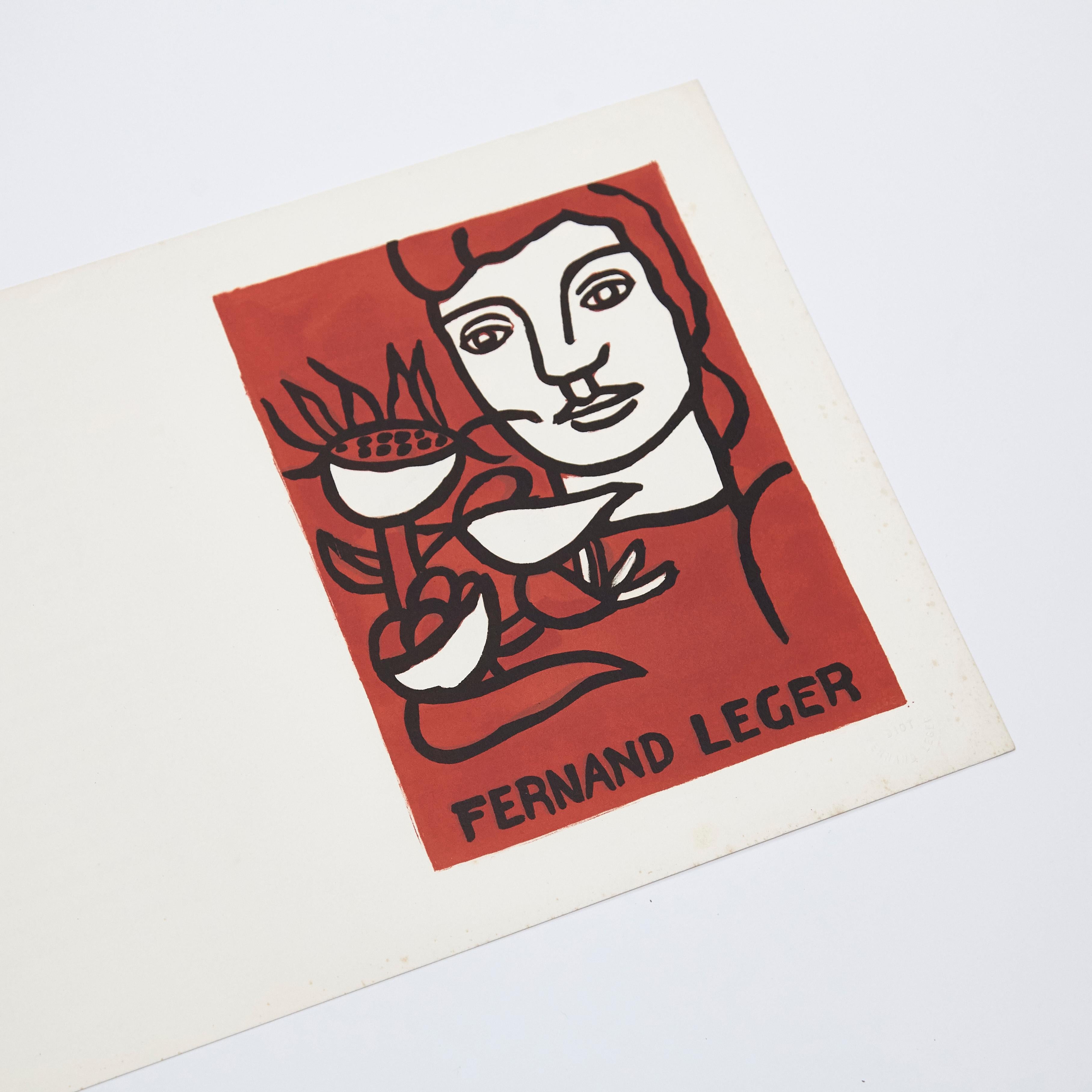 Mid-Century Modern Fernand Leger and Poem Andre Verdet Numered and Signed Lithography For Sale
