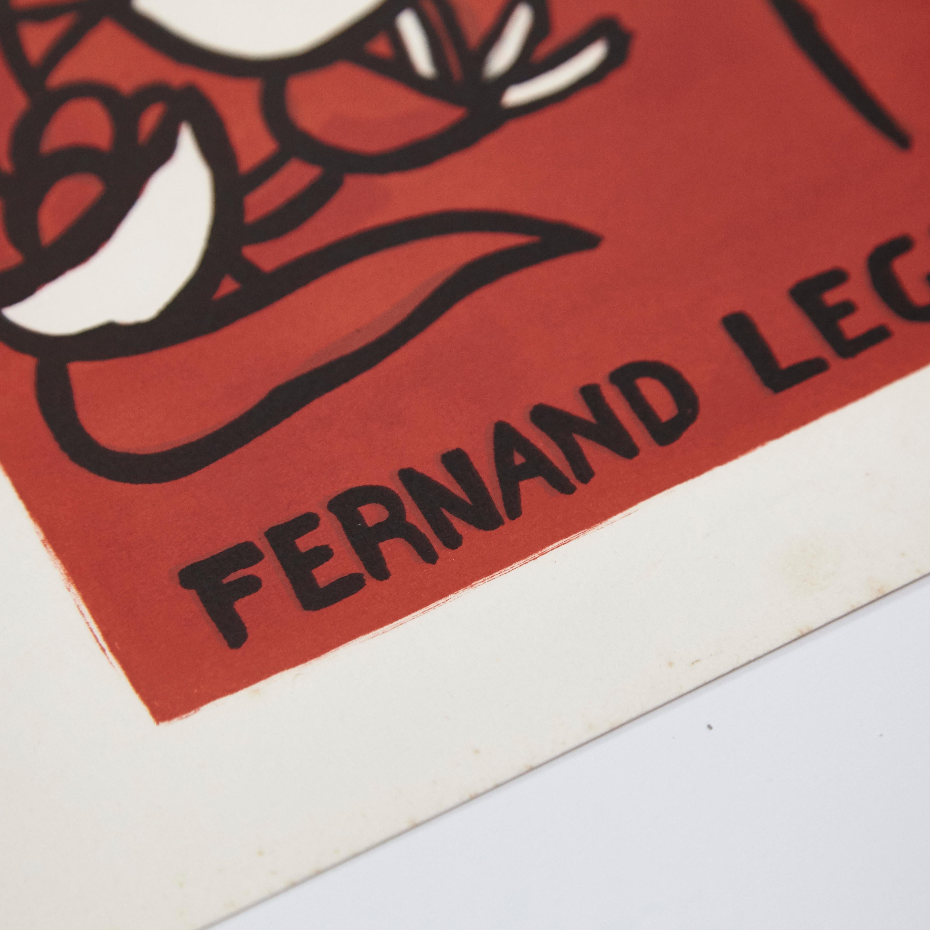 Paper Fernand Leger and Poem Andre Verdet Numered and Signed Lithography For Sale