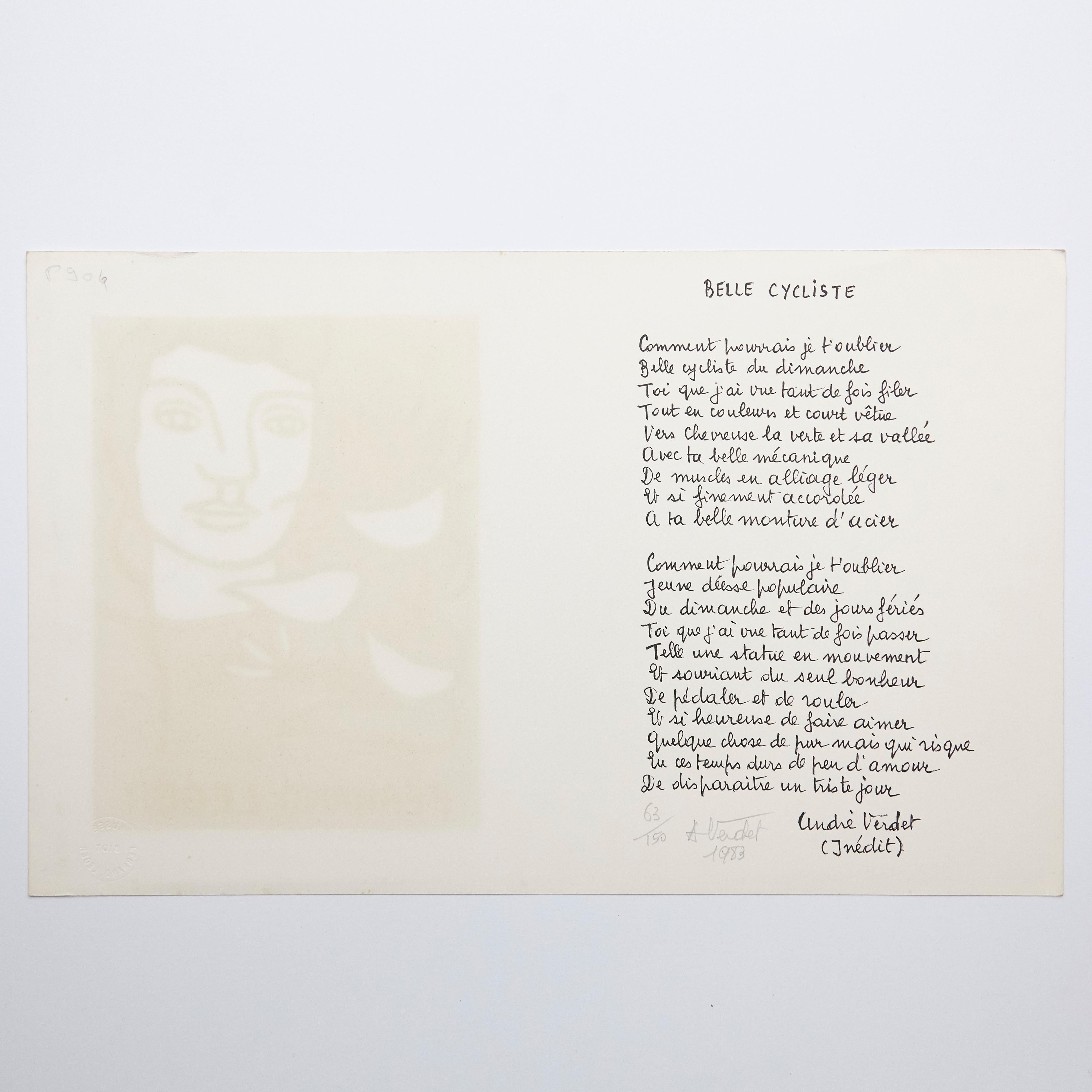 Fernand Leger and Poem Andre Verdet Numered and Signed Lithography For Sale 2