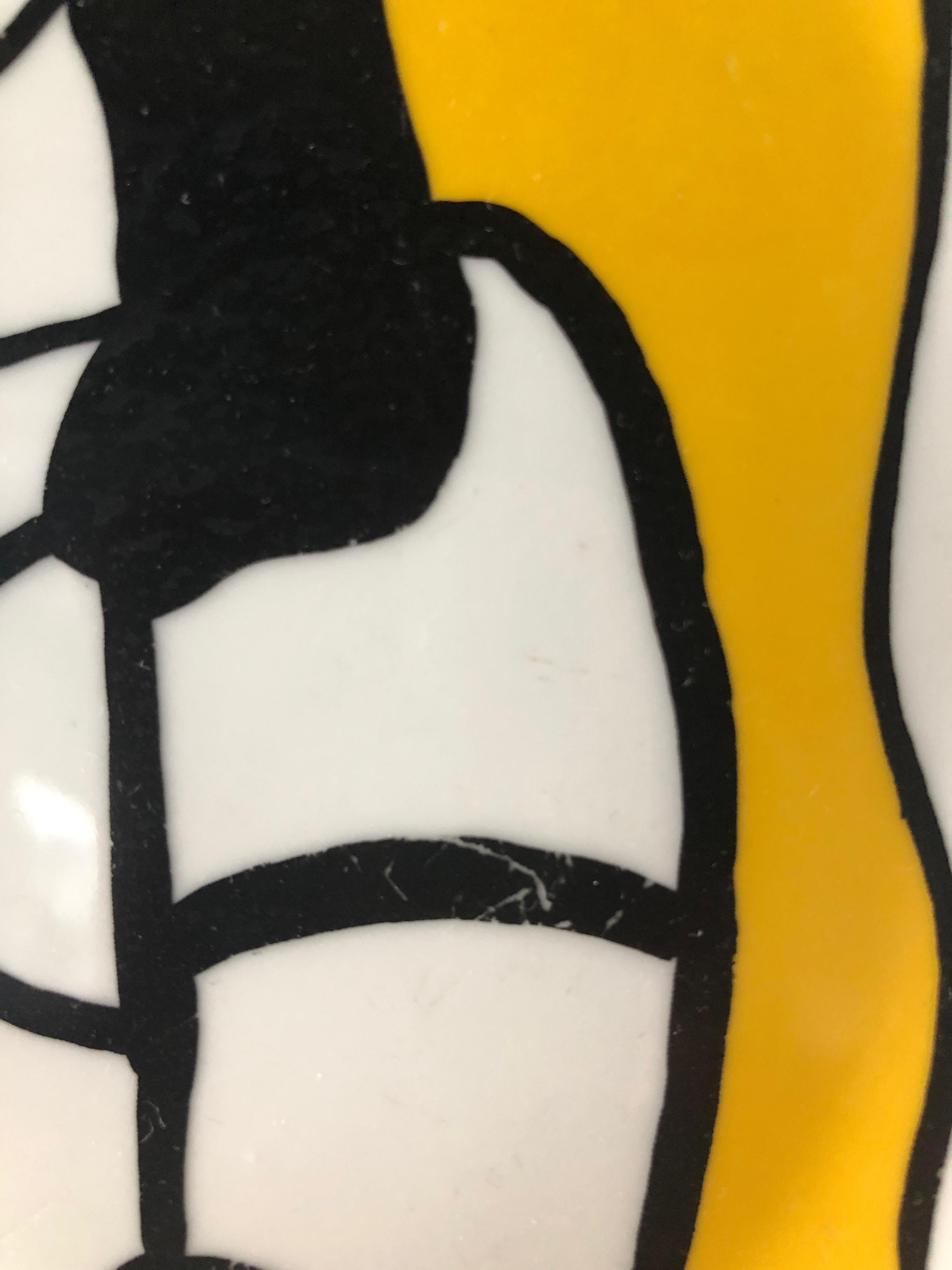 Fernand Leger Biot Ltd. Edition White Porcelain with Yellow & Black Design Plate 2