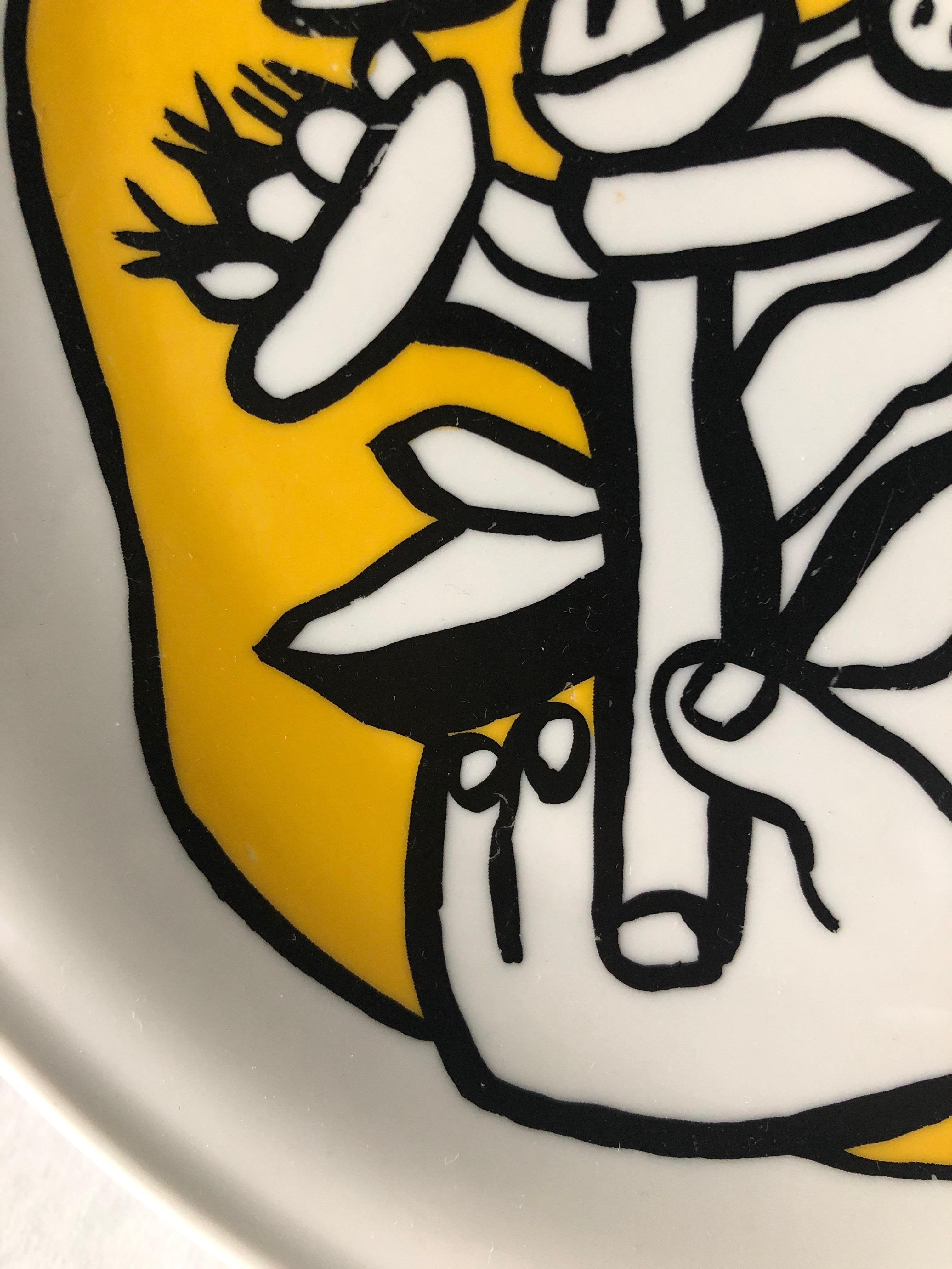 Fernand Leger Biot Ltd. Edition White Porcelain with Yellow & Black Design Plate 8