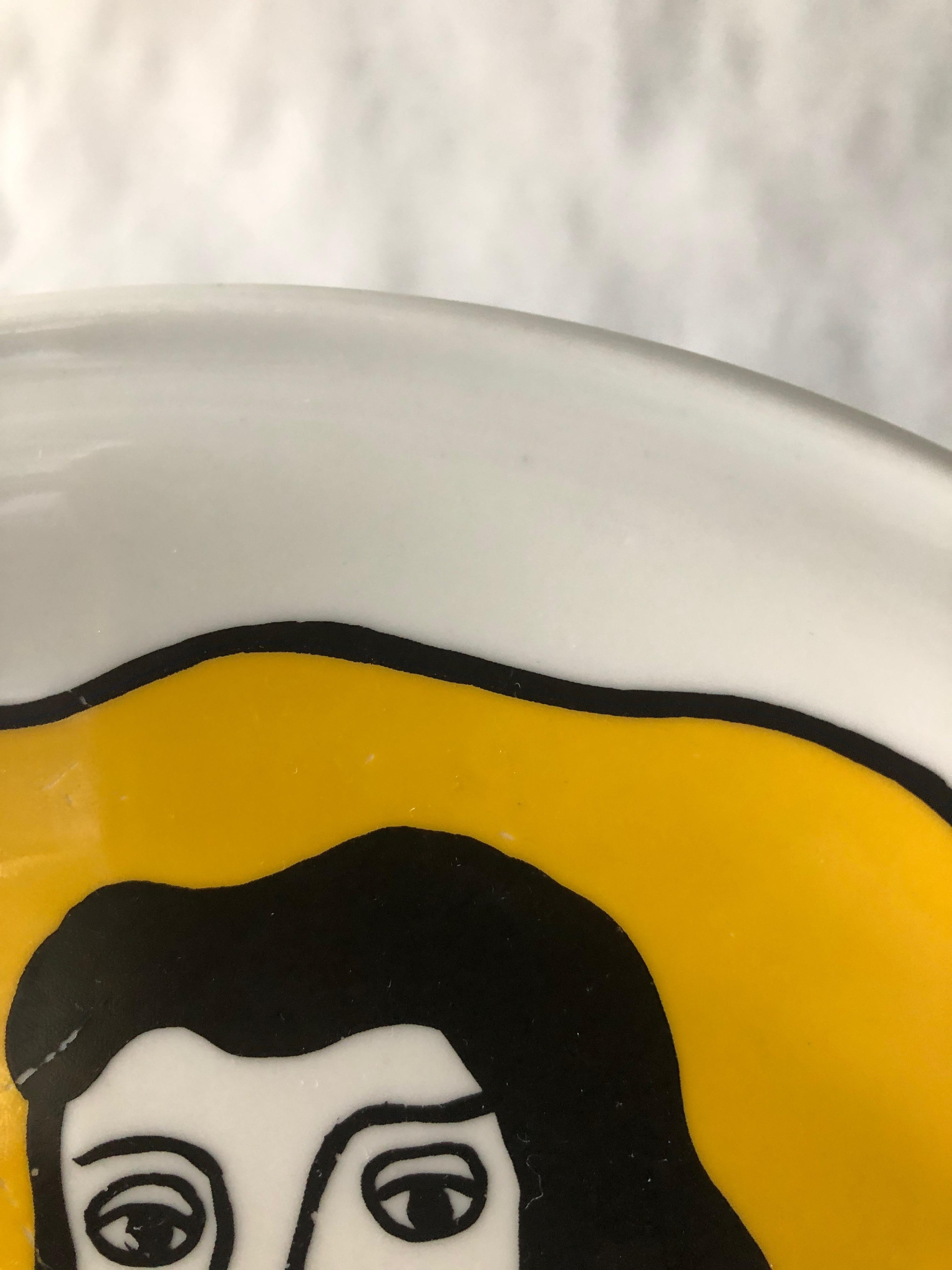 Fernand Leger Biot Ltd. Edition White Porcelain with Yellow & Black Design Plate 6