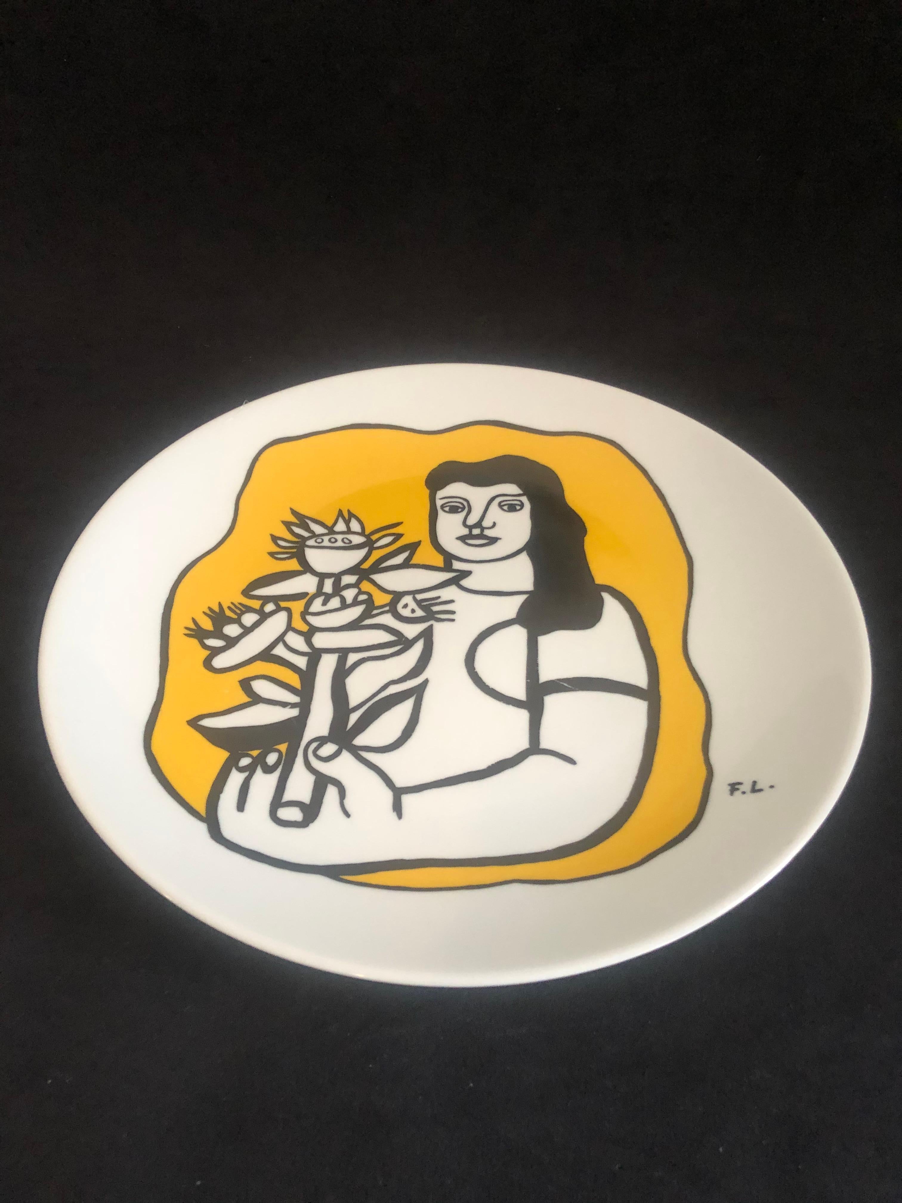 French Fernand Léger, Circa 1970s Chauvigny Porcelain Ceramic Decorative Plate