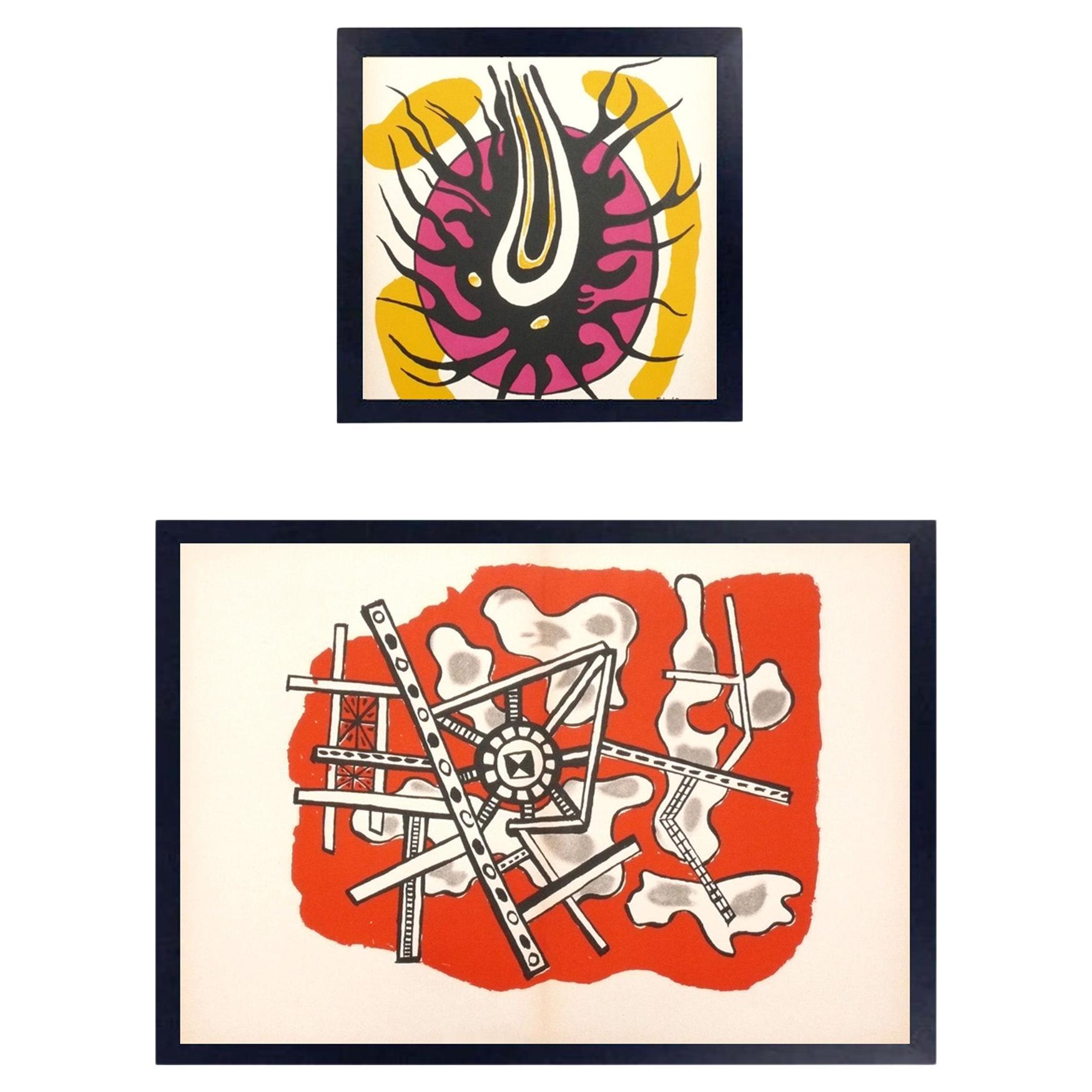 Fernand Léger Farblithographien 18,5 "H x 25,25 "W Mid Century Abstrakte Kunst