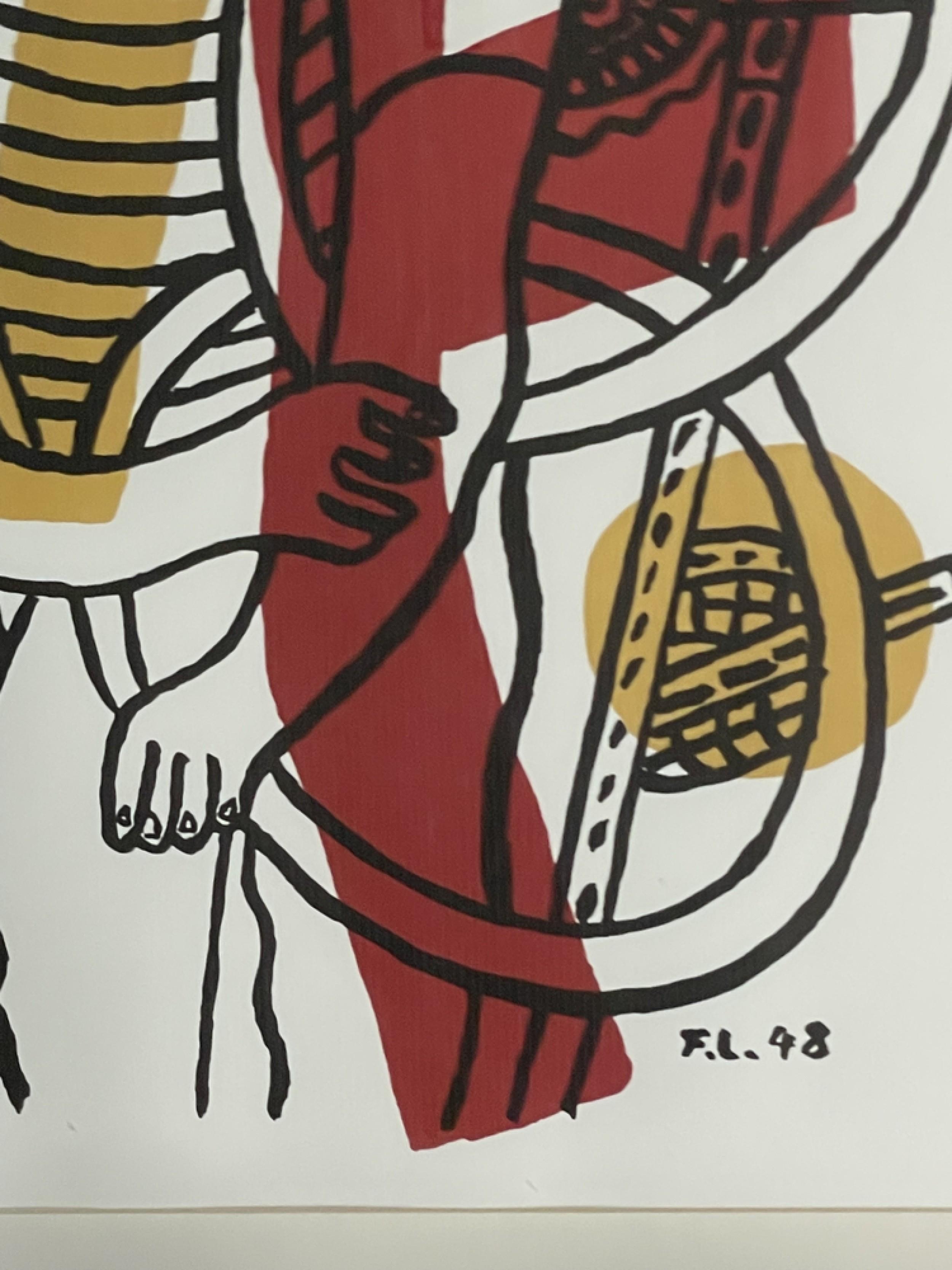 Französischer abstrakter Art-Déco-Druck von Fernand Leger mit dem Titel „Der Radfahrer“ (Handgefertigt) im Angebot