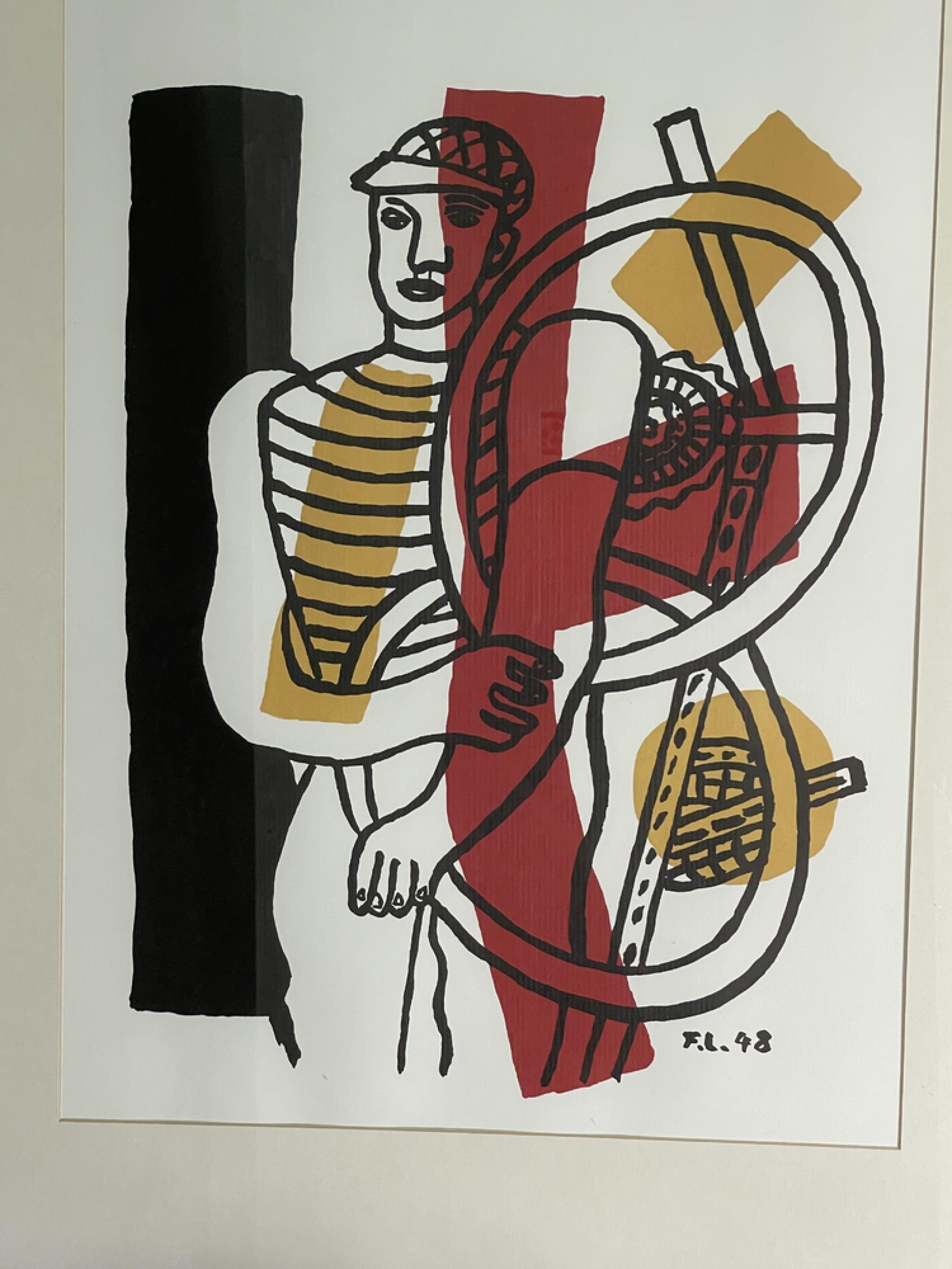 Französischer abstrakter Art-Déco-Druck von Fernand Leger mit dem Titel „Der Radfahrer“ (20. Jahrhundert) im Angebot