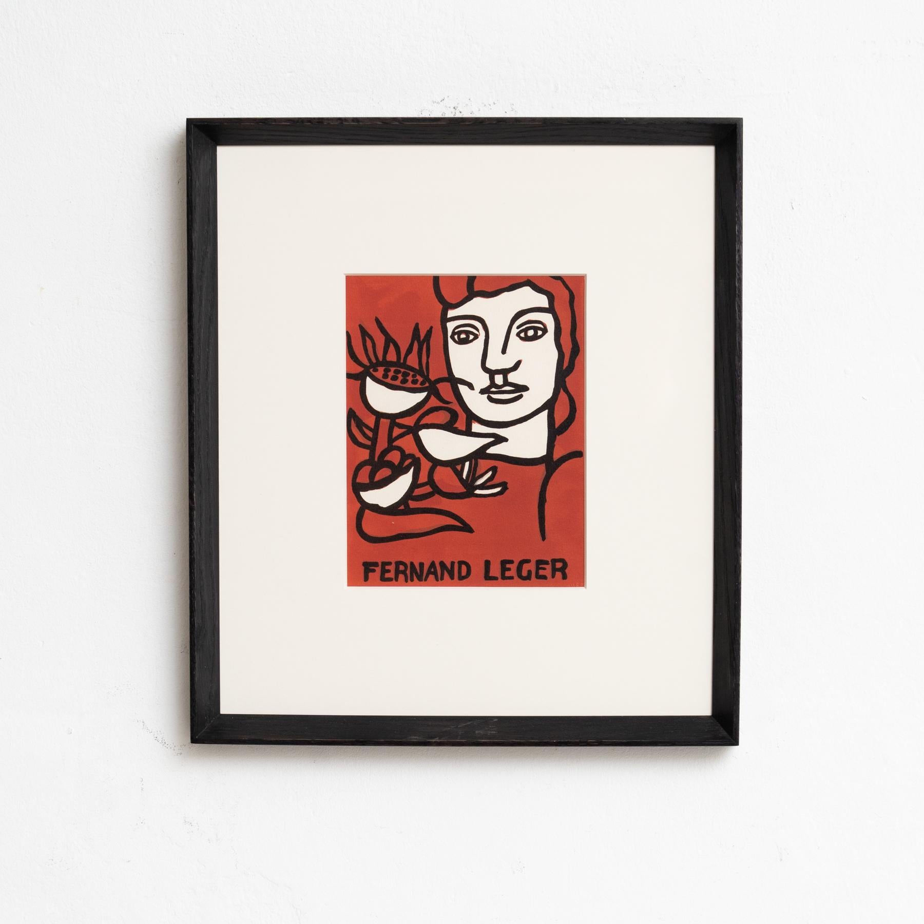 Diese eindrucksvolle Lithografie, die 1980 in Frankreich entstand, ist eine Collaboration, die die visuelle Kunst von Fernand Léger mit einem Gedicht des bekannten französischen Dichters André Verdet verbindet. Dieses von Verdet signierte und